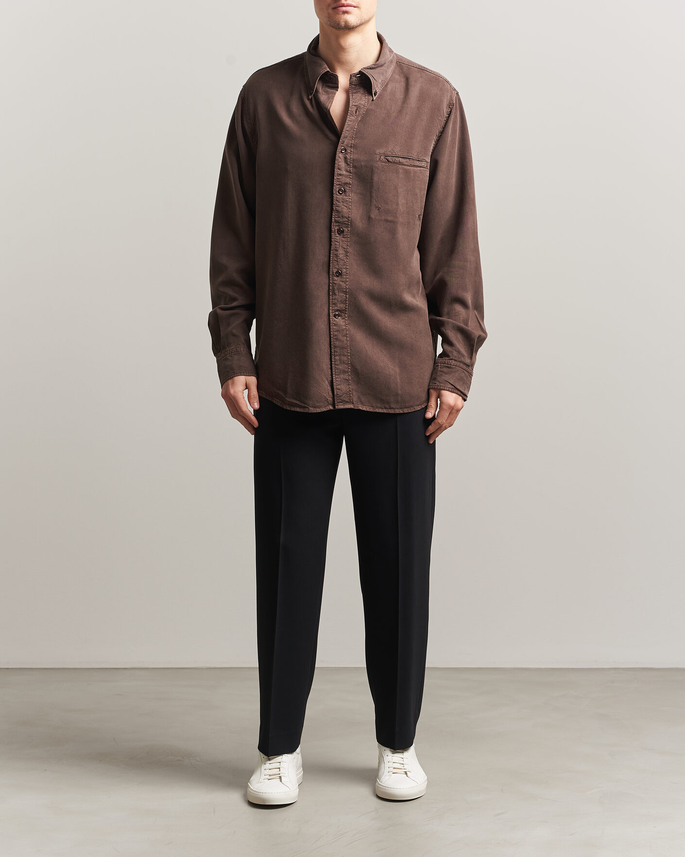 Homme | Chemises | Filippa K | Zack Lyocell Shirt Dark Chocolate