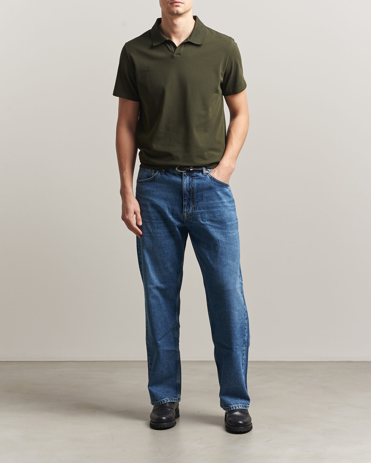 Homme | Polos | Filippa K | Soft Lycra Polo T-Shirt Midnight Olive