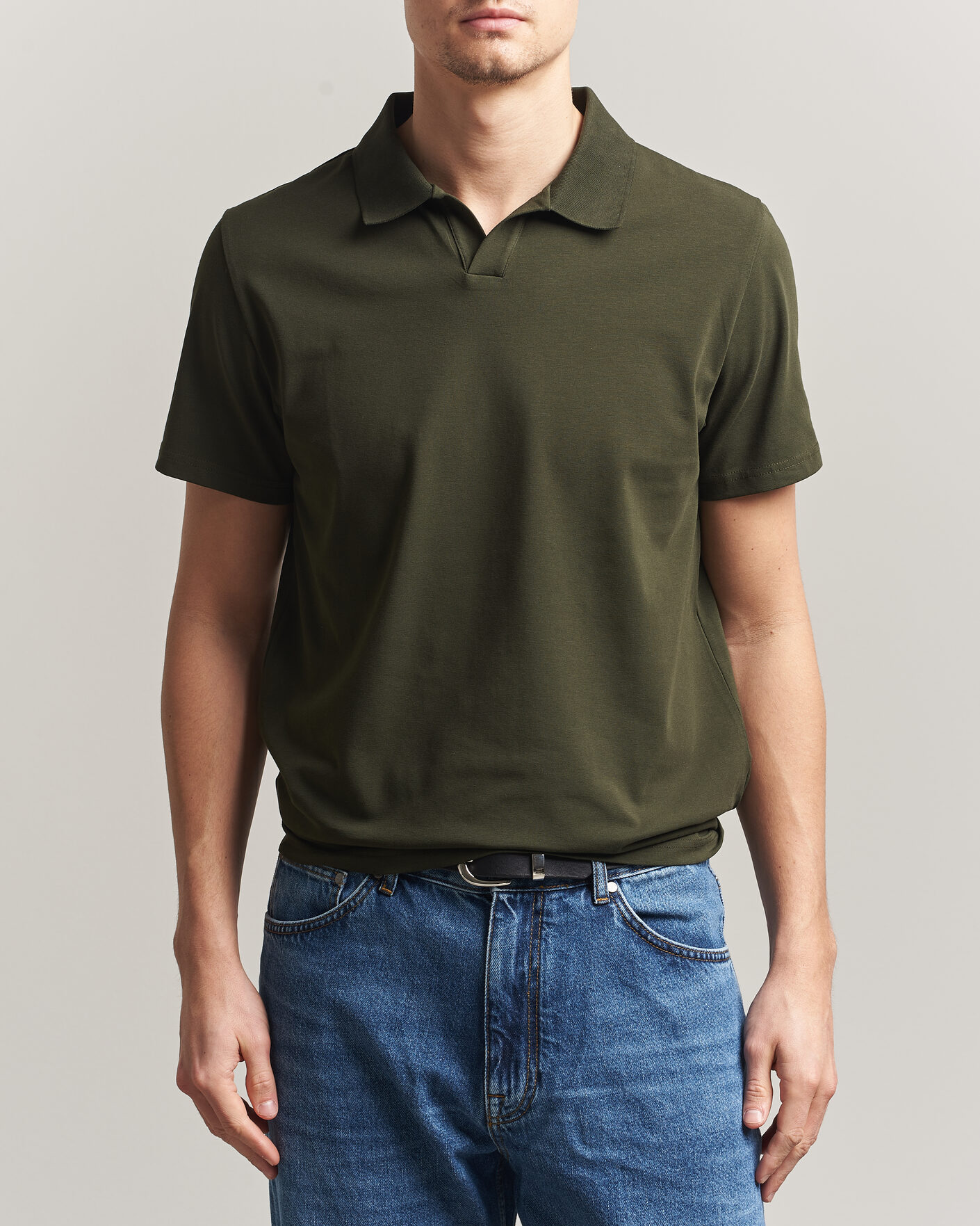 Homme | Polos | Filippa K | Soft Lycra Polo T-Shirt Midnight Olive
