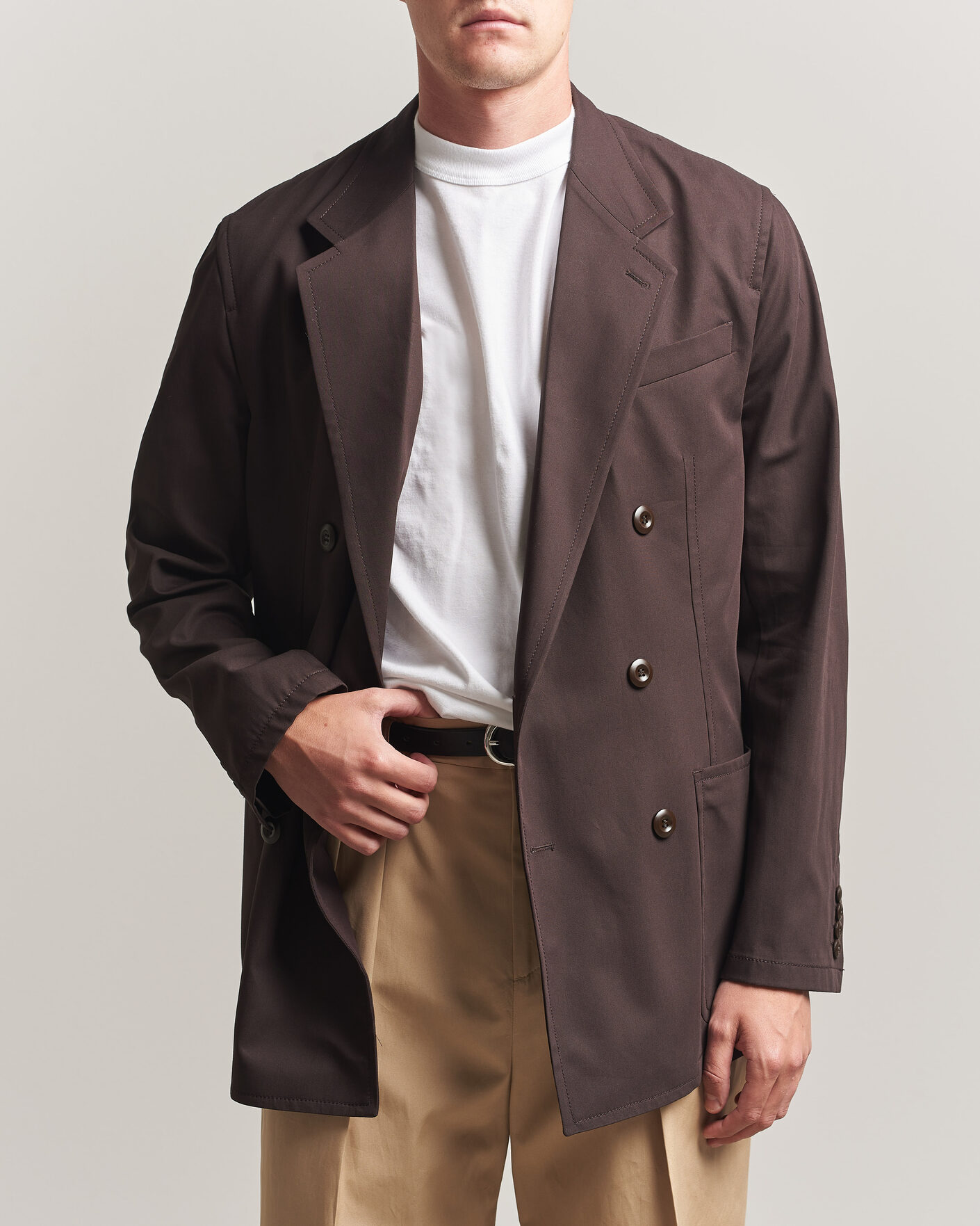 Homme | Blazers | Filippa K | Reese Cotton Double Breasted Blazer Dark Chocolate