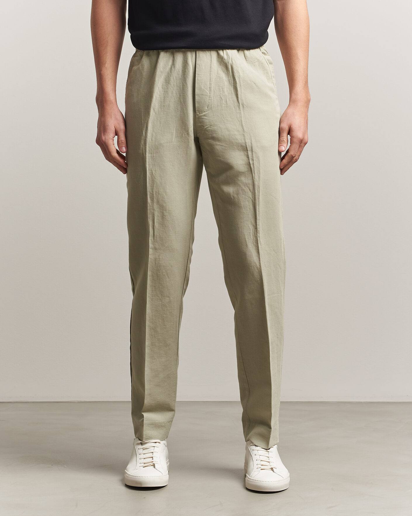 Homme | Pantalons | Filippa K | Theo Relaxed Linen/Cotton Drawstring Trousers Light Green