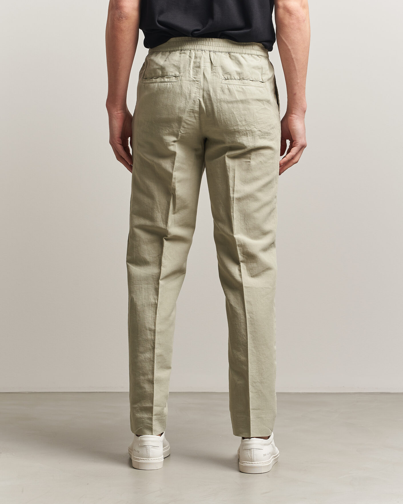 Homme | Pantalons | Filippa K | Theo Relaxed Linen/Cotton Drawstring Trousers Light Green
