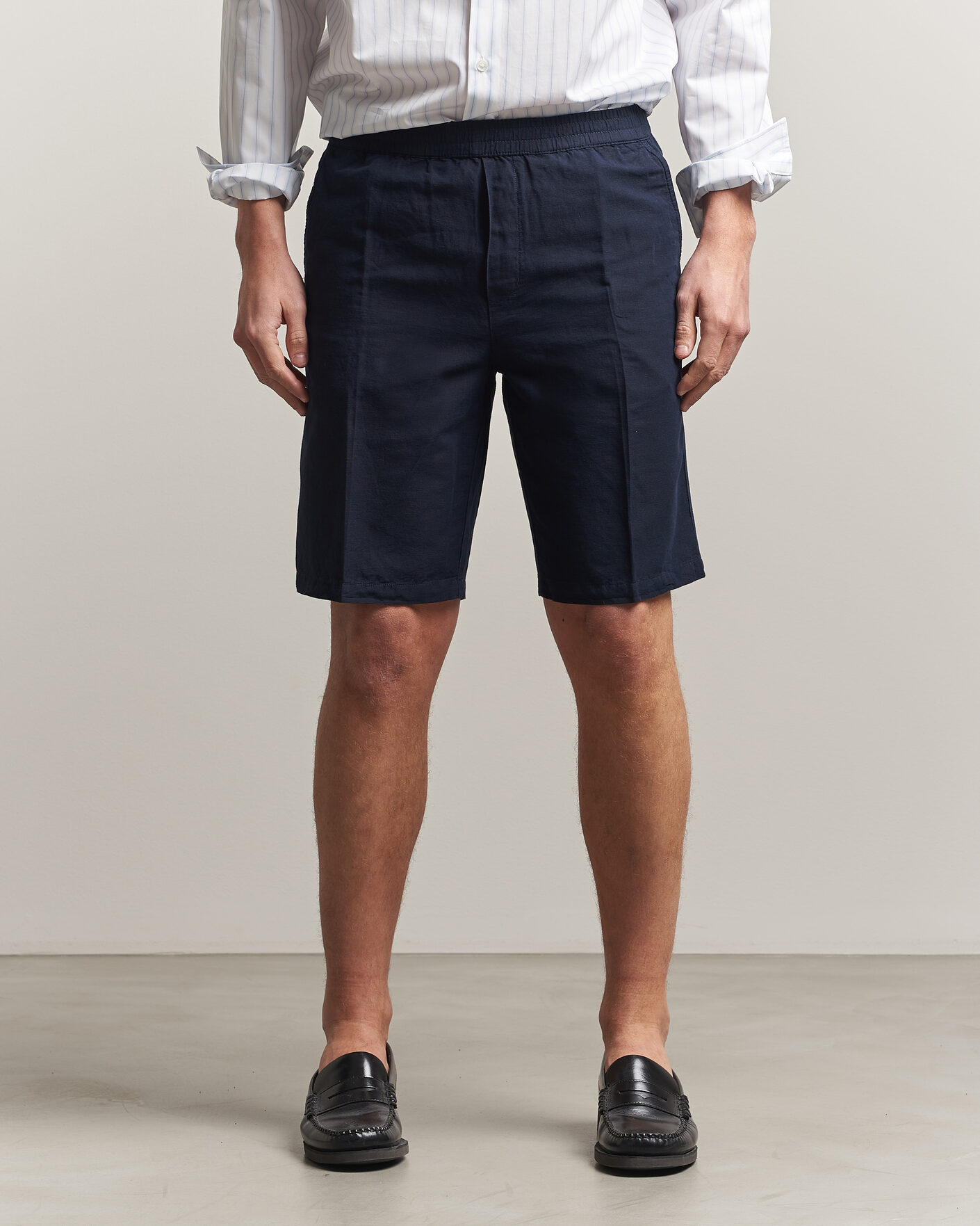 Homme | Shorts | Filippa K | Theo Relaxed Linen/Cotton Drawstring Shorts Navy