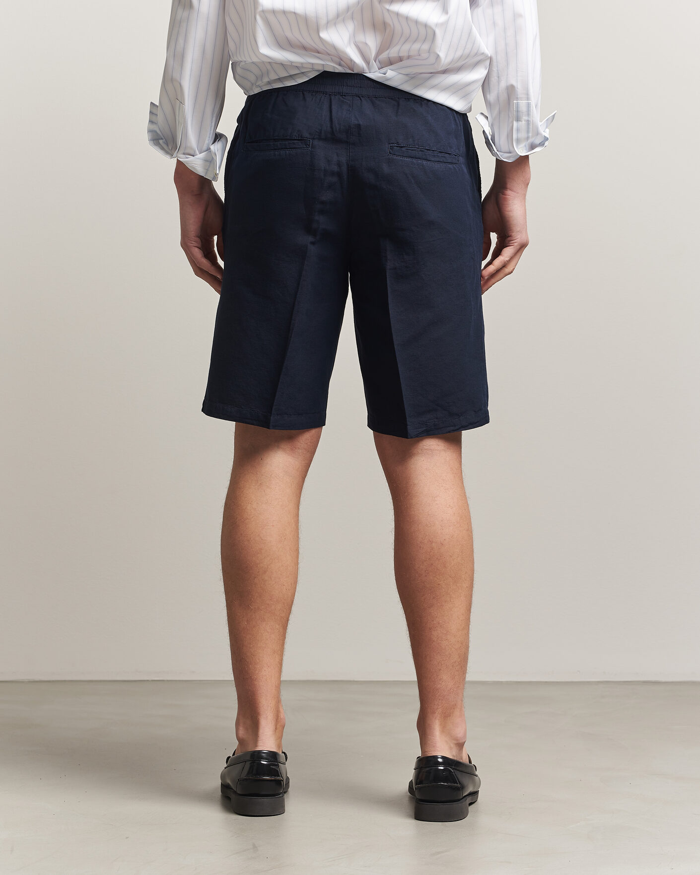 Homme | Shorts | Filippa K | Theo Relaxed Linen/Cotton Drawstring Shorts Navy