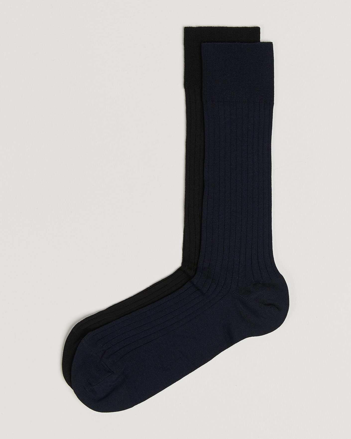 Homme | Sous-Vêtements Et Chaussettes | Myrqvist | 2-Pack Axel Ribbed Cotton Sock Black/Navy