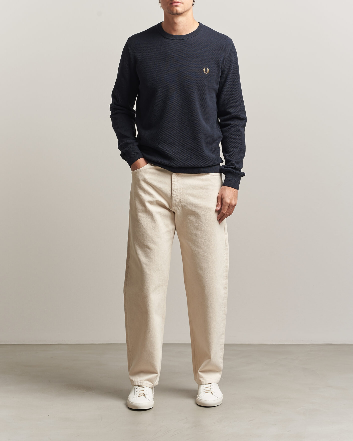 Homme | Pulls Et Tricots | Fred Perry | Piqué Stitched Sweater Navy