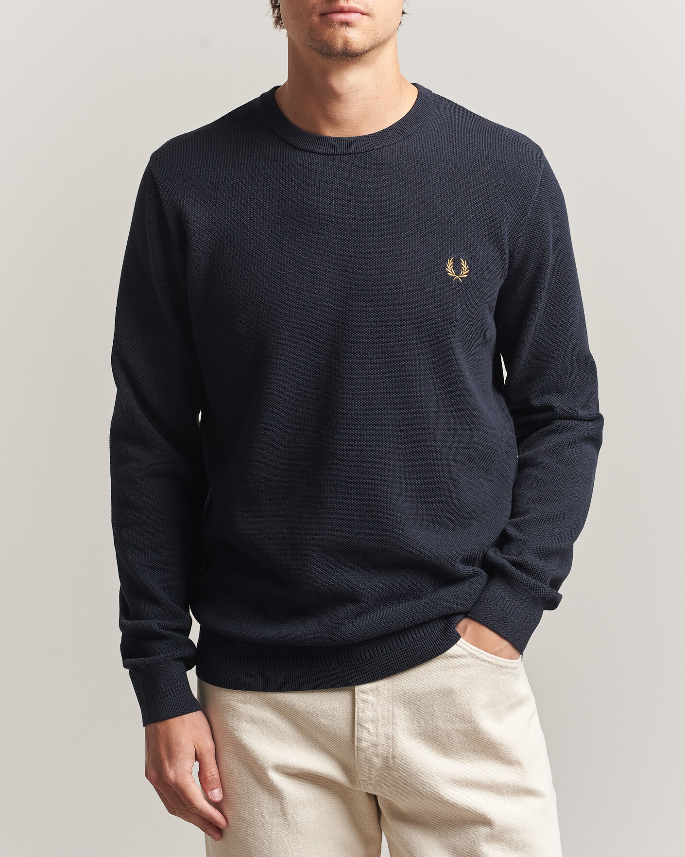 Homme | Pulls Et Tricots | Fred Perry | Piqué Stitched Sweater Navy