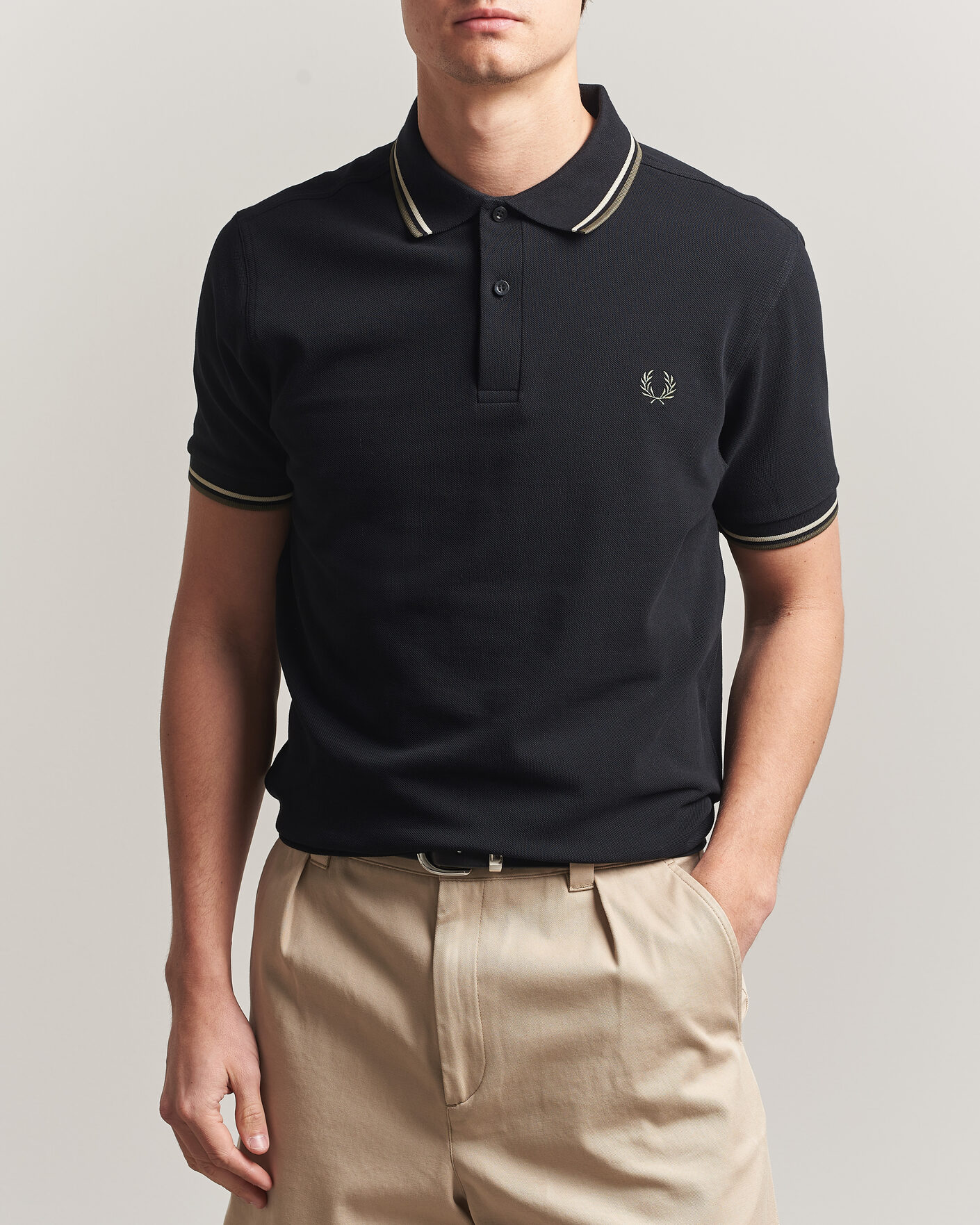 Homme | Polos | Fred Perry | Twin Tipped Polo Shirt Black