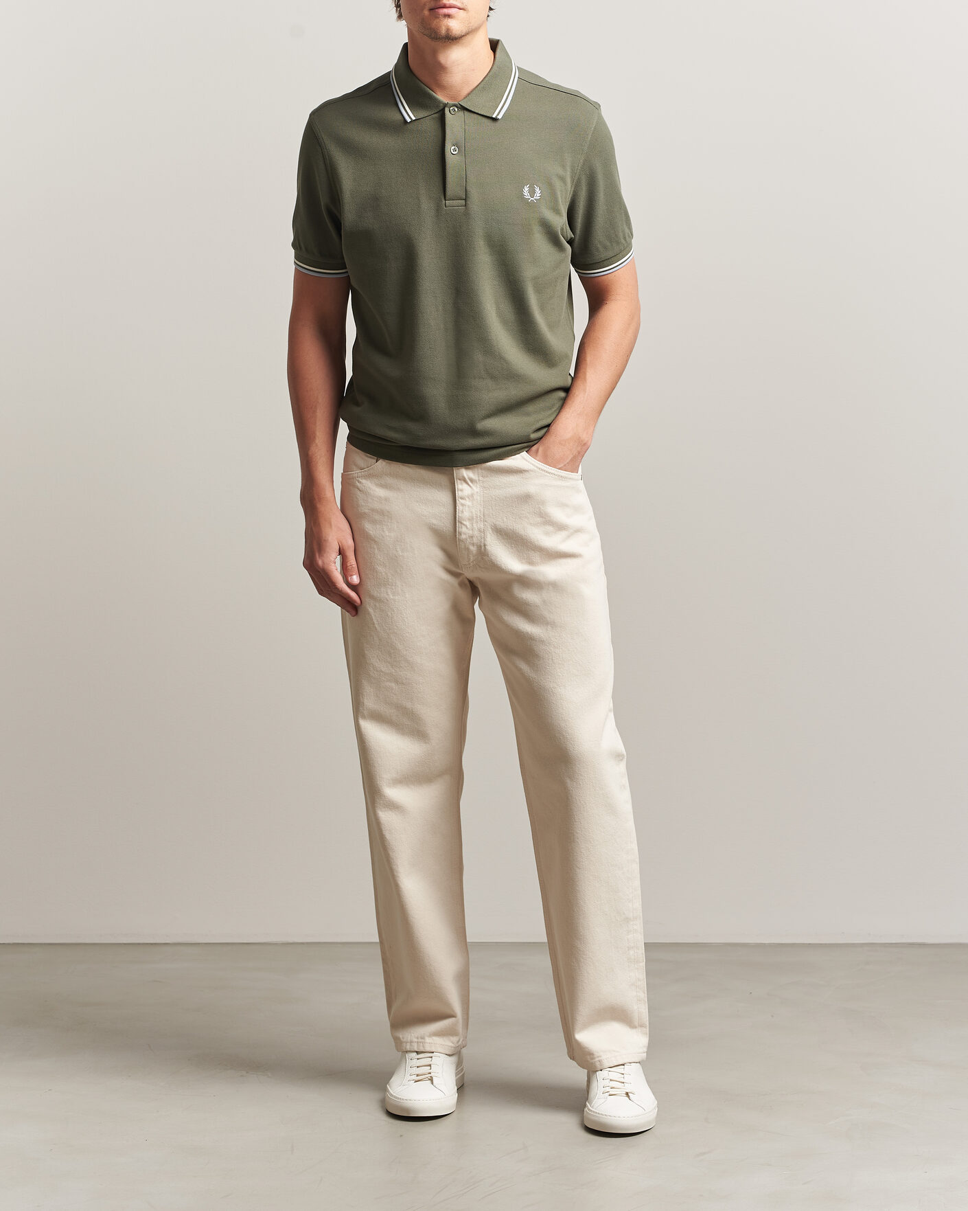 Homme | Polos | Fred Perry | Twin Tipped Polo Shirt Laurel Wreath Green