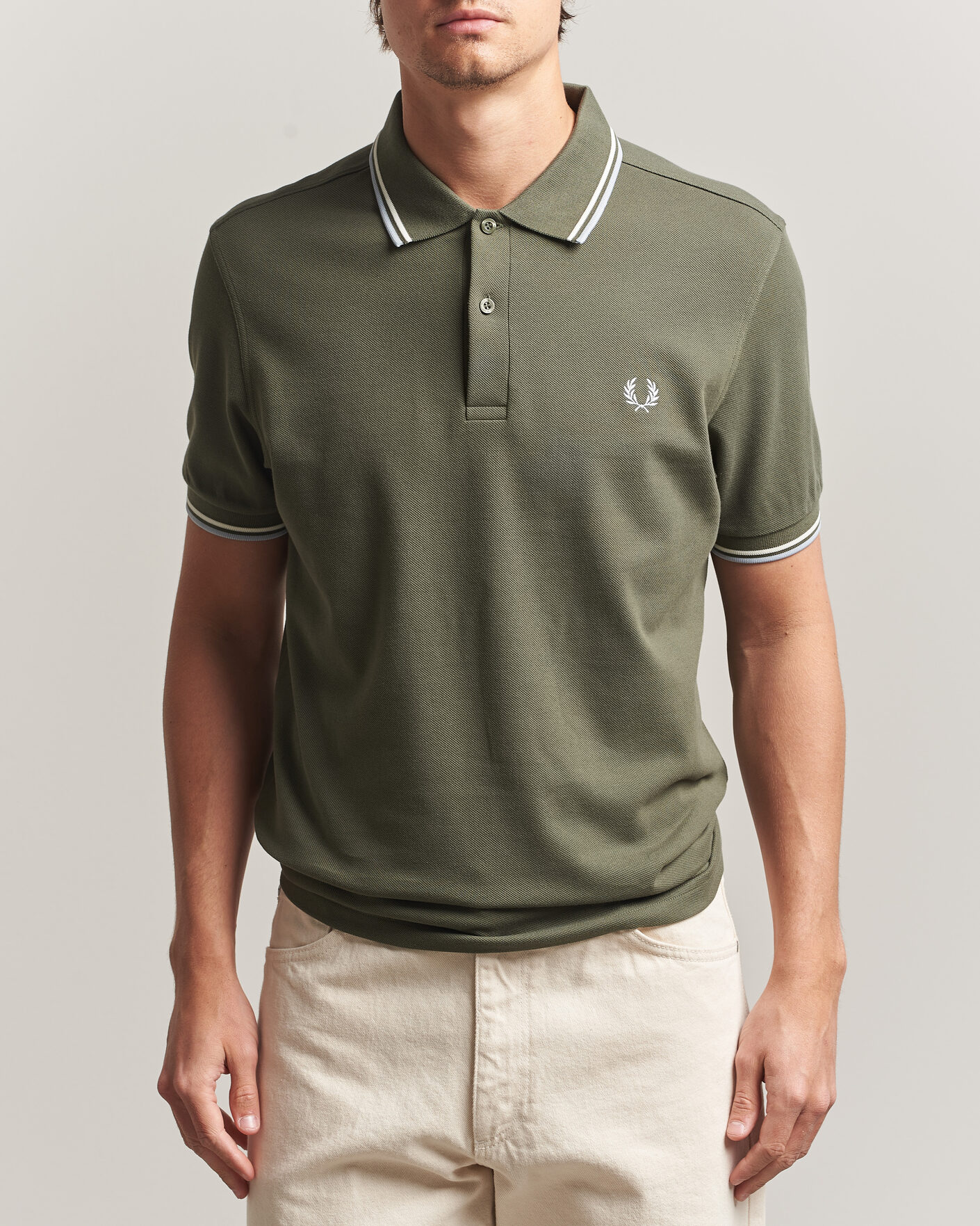 Homme | Polos | Fred Perry | Twin Tipped Polo Shirt Laurel Wreath Green