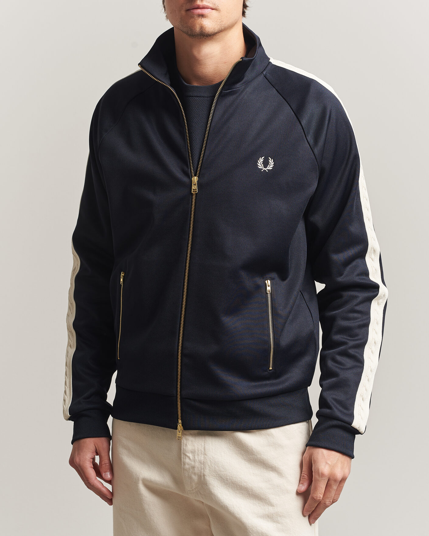 Homme | Pulls Et Tricots | Fred Perry | Cable Taped Track Jacket Navy