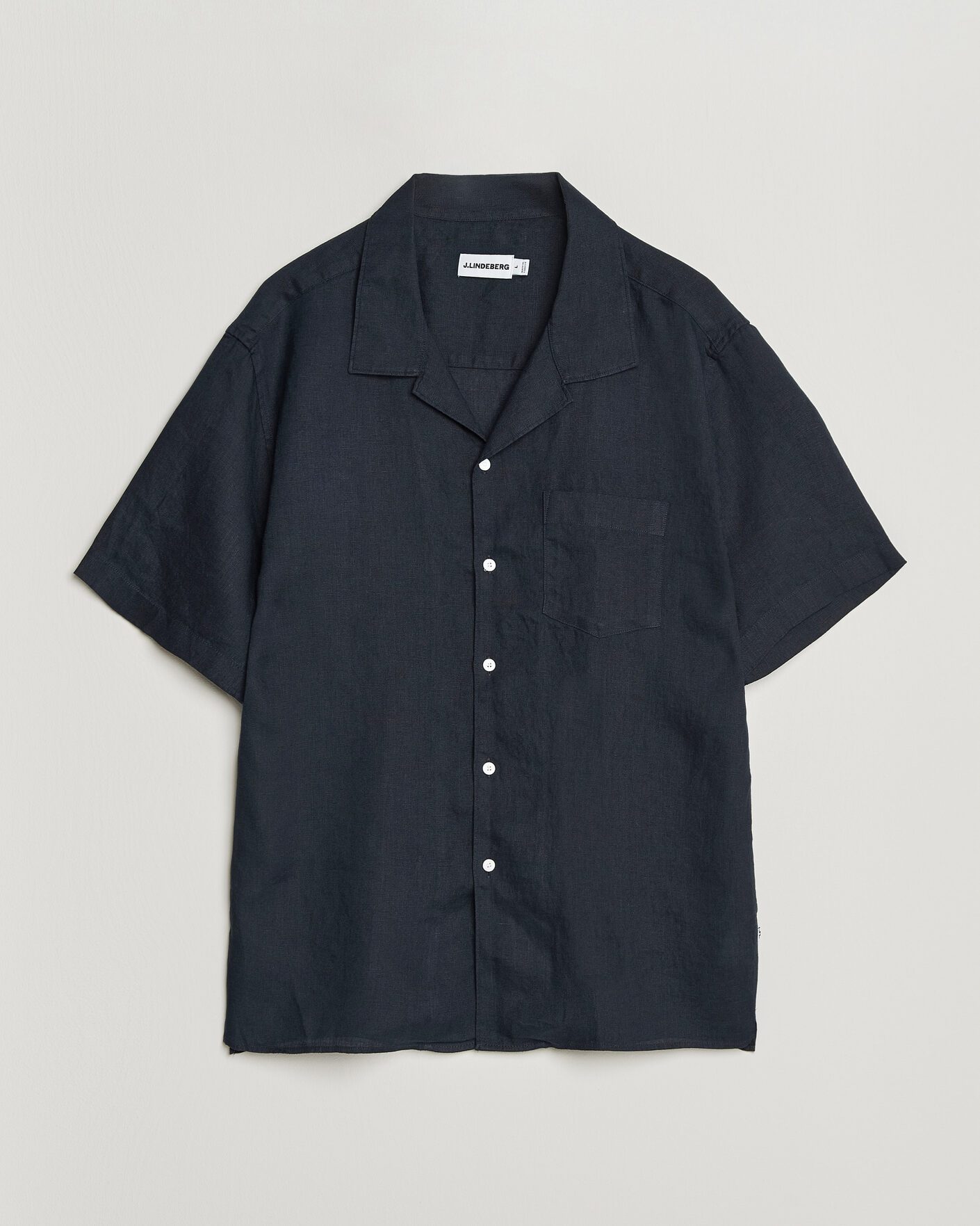Homme | Chemises | J.Lindeberg | Elio Linen Short Sleeve Shirt Navy