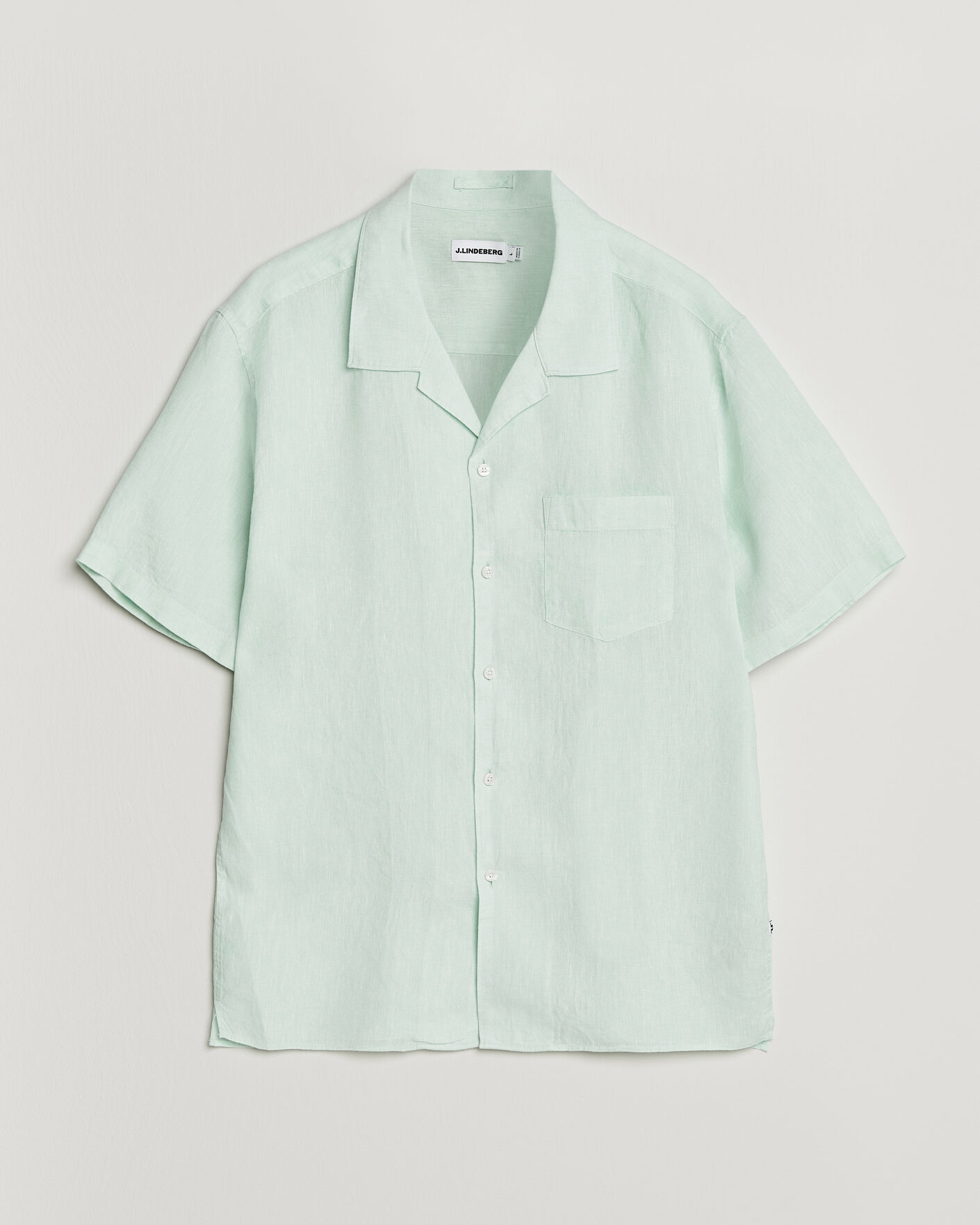 Homme | Chemises | J.Lindeberg | Elio Linen Short Sleeve Shirt Bay Green