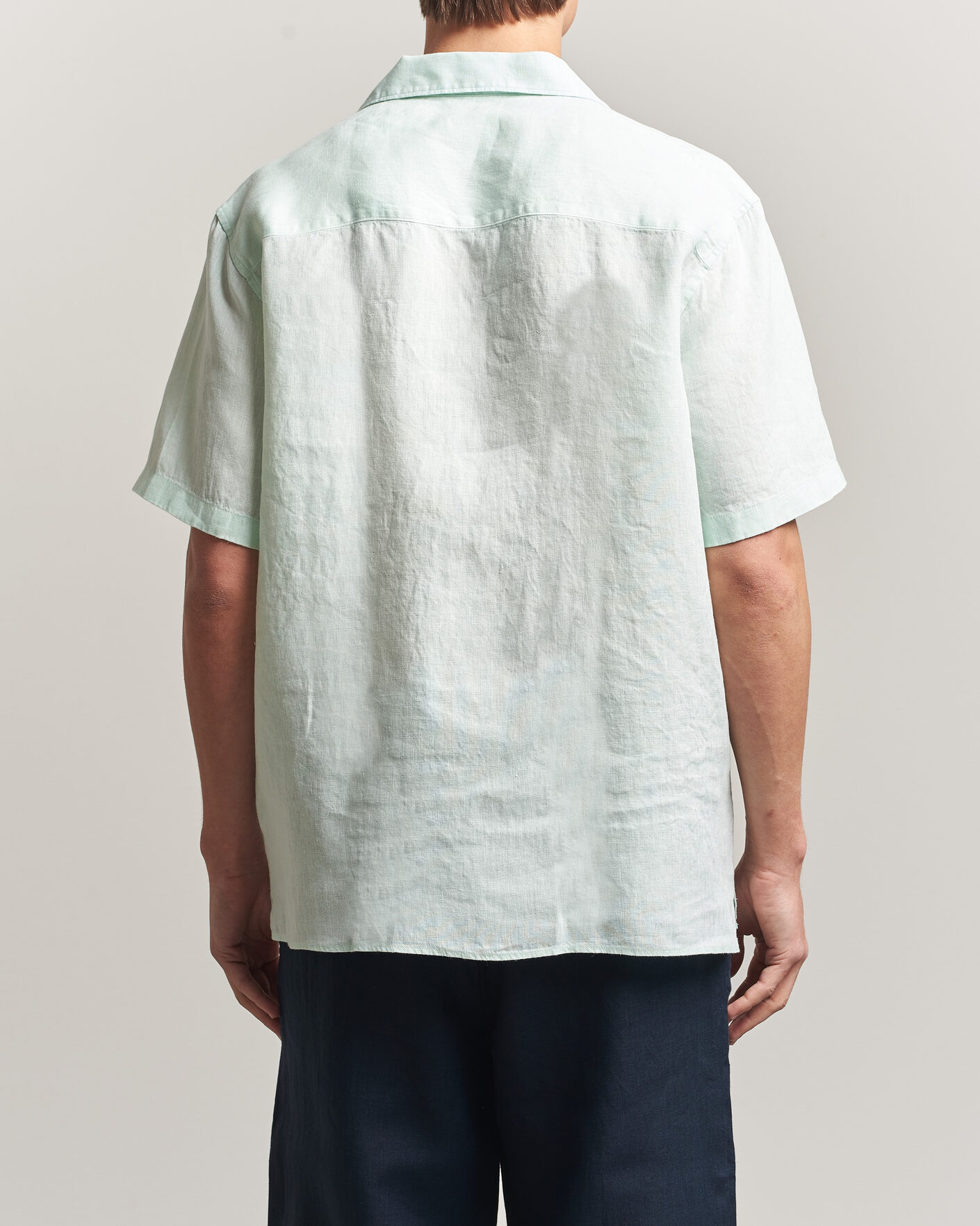 Homme | Chemises | J.Lindeberg | Elio Linen Short Sleeve Shirt Bay Green