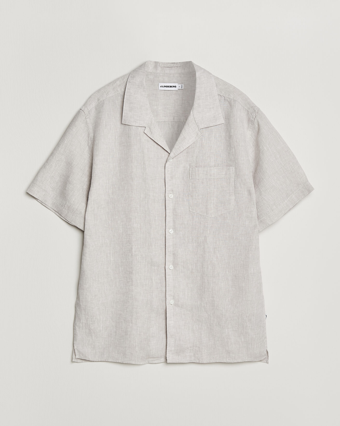 Homme | Chemises | J.Lindeberg | Elio Linen Short Sleeve Shirt Moonbeam