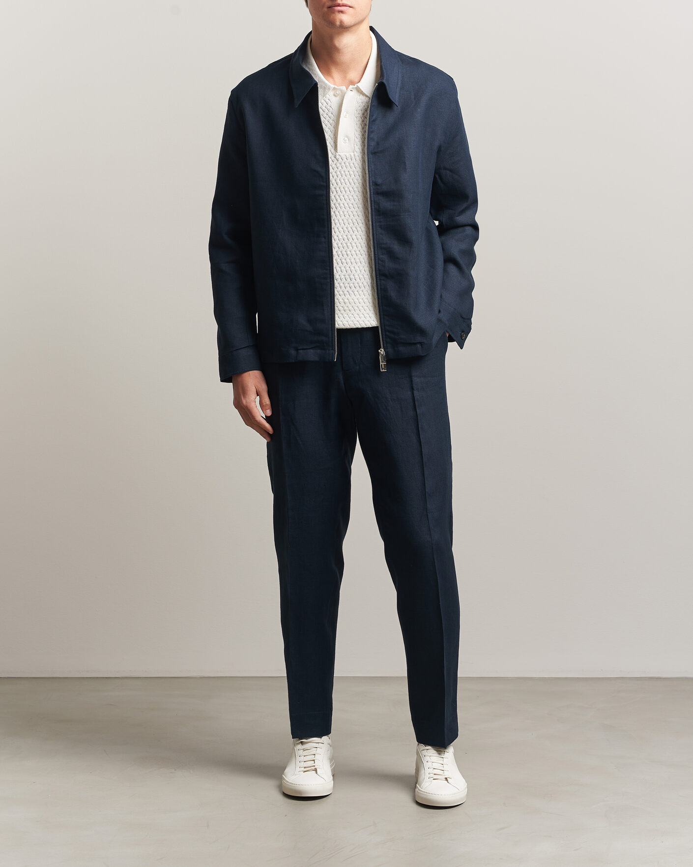 Homme | Pantalons | J.Lindeberg | Soren Drape Linen Pants Navy