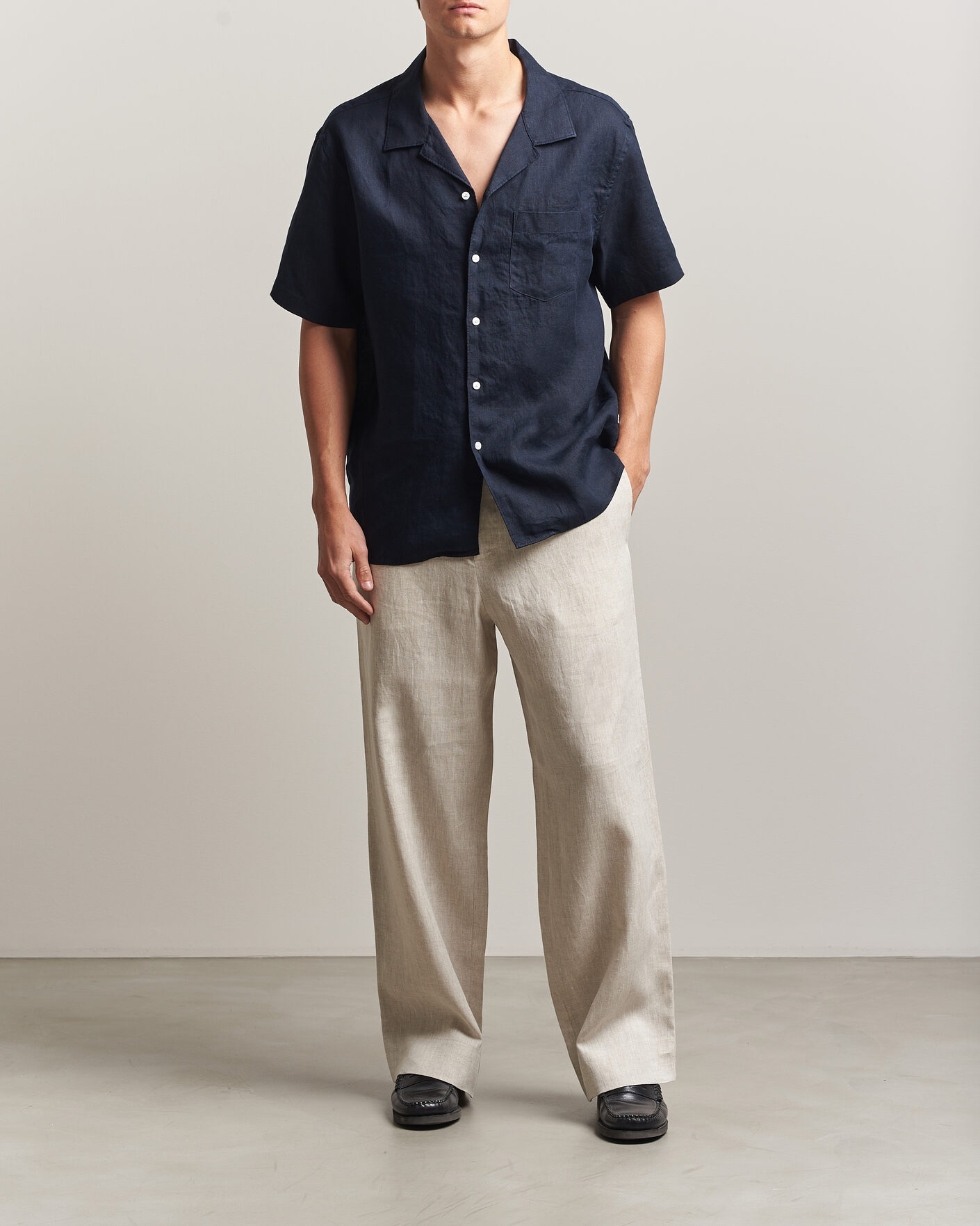 Homme | Pantalons | J.Lindeberg | Noah Drape Linen Pants Moonbeam