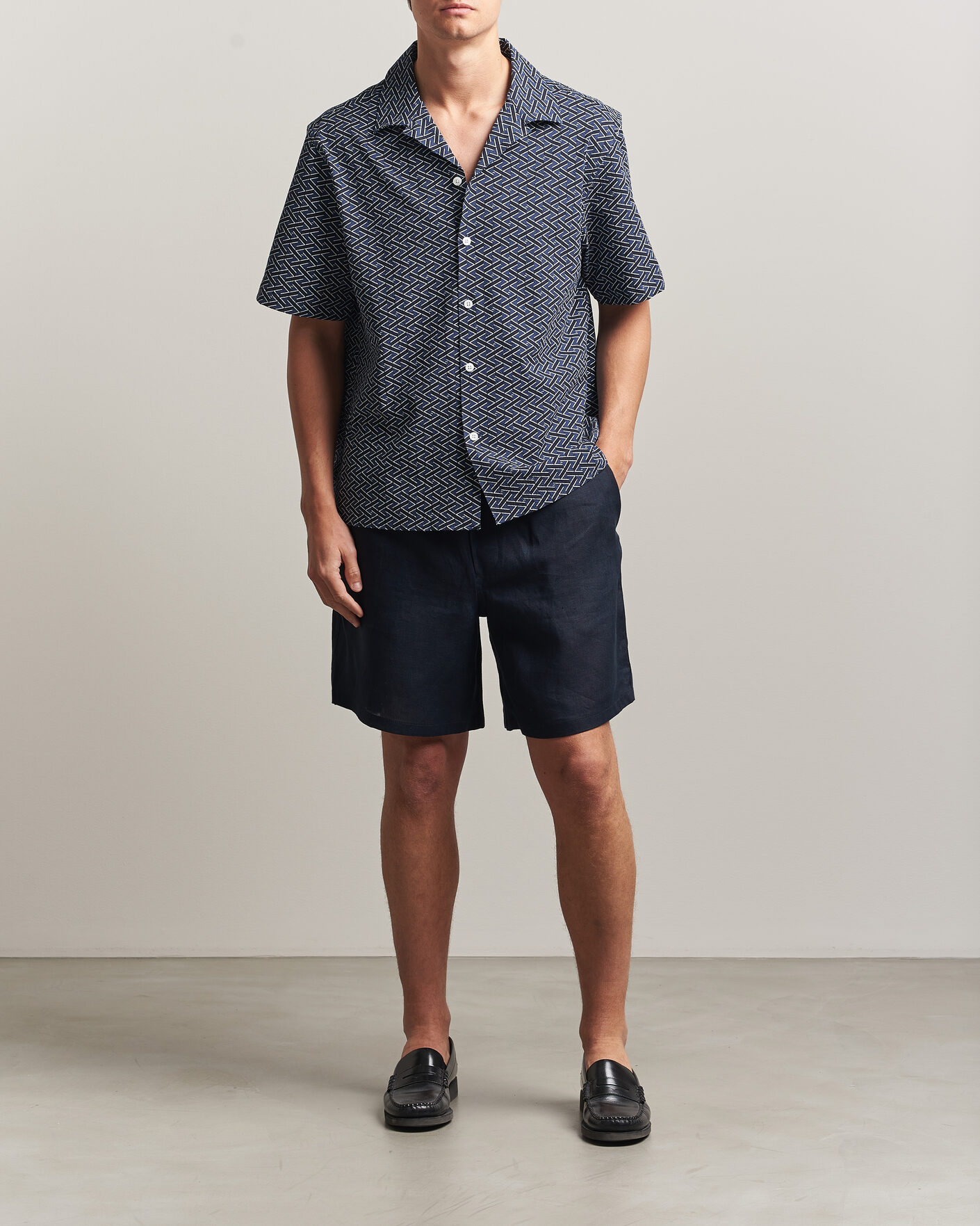Homme | Shorts | J.Lindeberg | Joff Linen Drawstring Shorts Navy