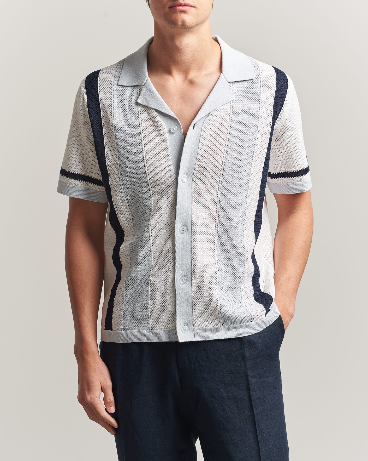 Homme | Chemises | J.Lindeberg | Remus Knitted Resort Shirt Skywriting