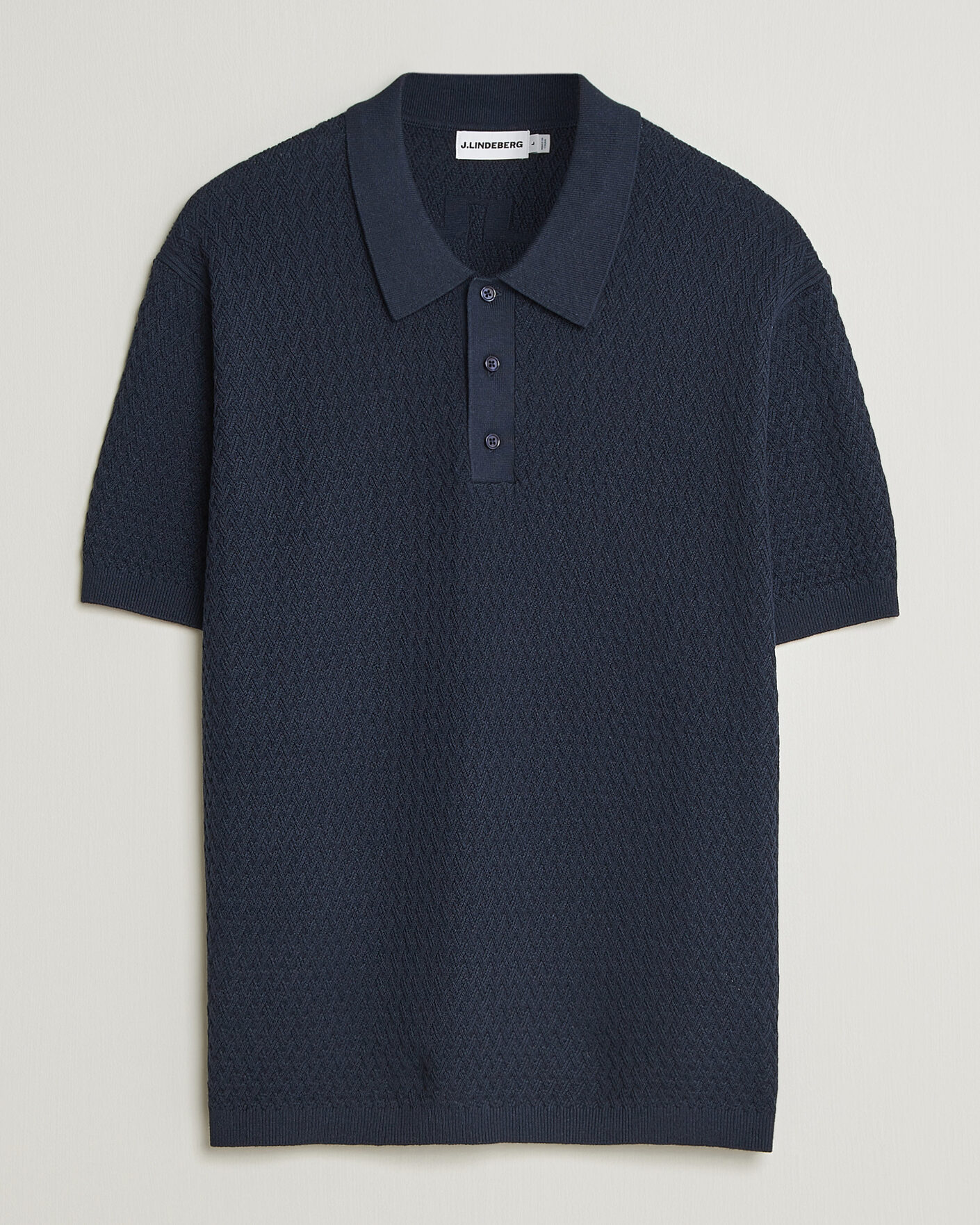 Homme | Polos | J.Lindeberg | Jacques Structured Knitted Polo Navy