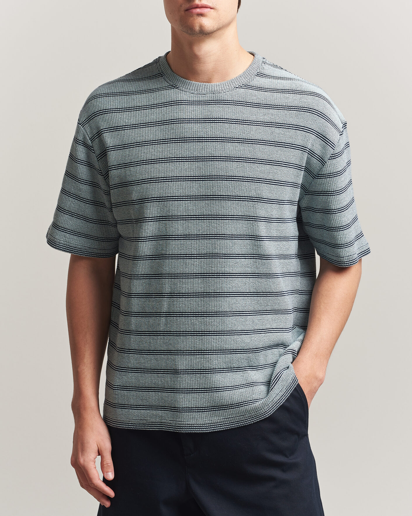 Homme | T-shirts | J.Lindeberg | Jose Jacquard T-Shirt Estate Blue