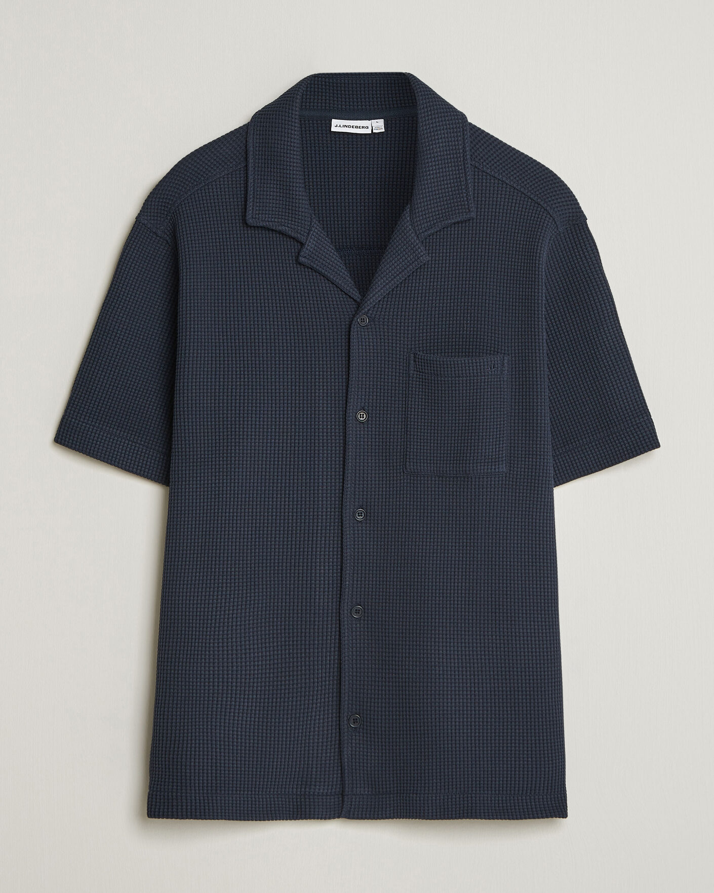 Homme | Chemises | J.Lindeberg | Theron Waffle Resort Shirt Navy