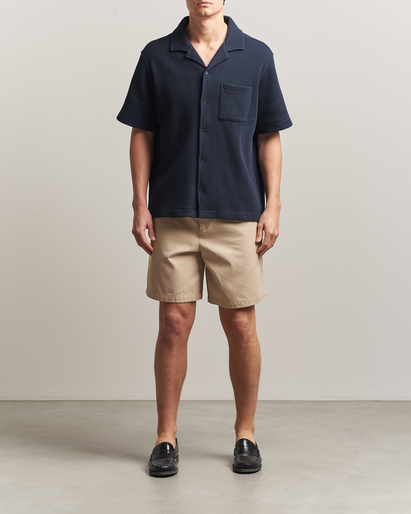 Homme | Chemises | J.Lindeberg | Theron Waffle Resort Shirt Navy