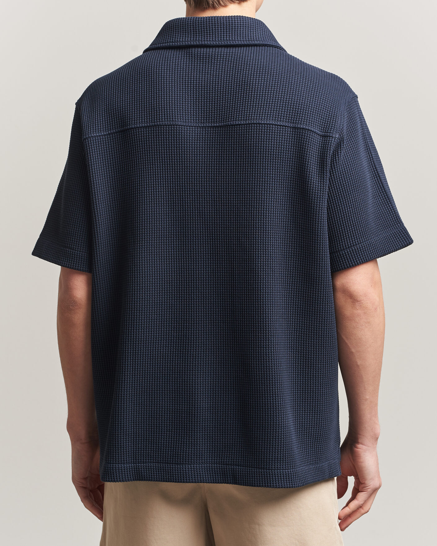 Homme | Chemises | J.Lindeberg | Theron Waffle Resort Shirt Navy