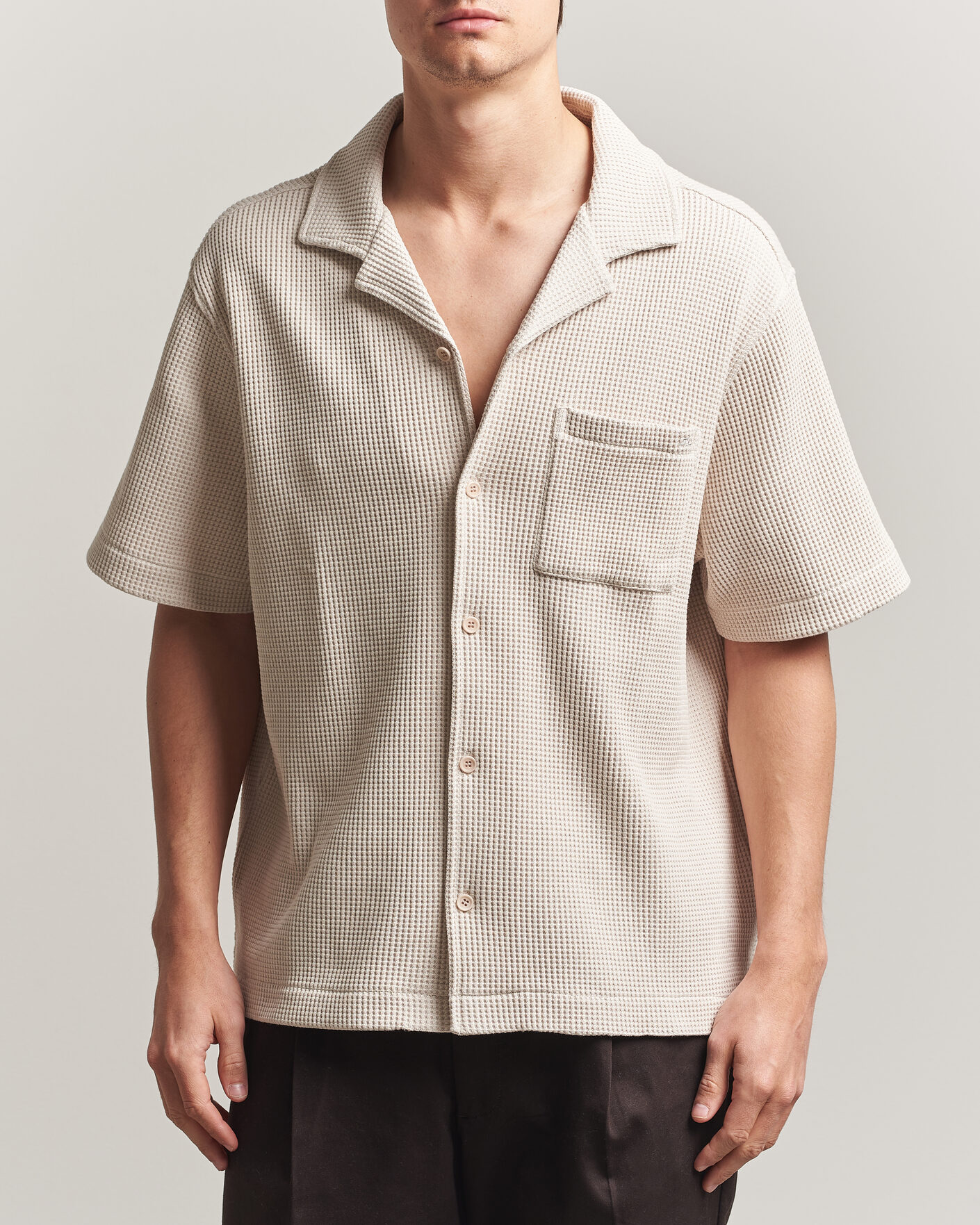 Homme | Chemises | J.Lindeberg | Theron Waffle Resort Shirt Moonbeam