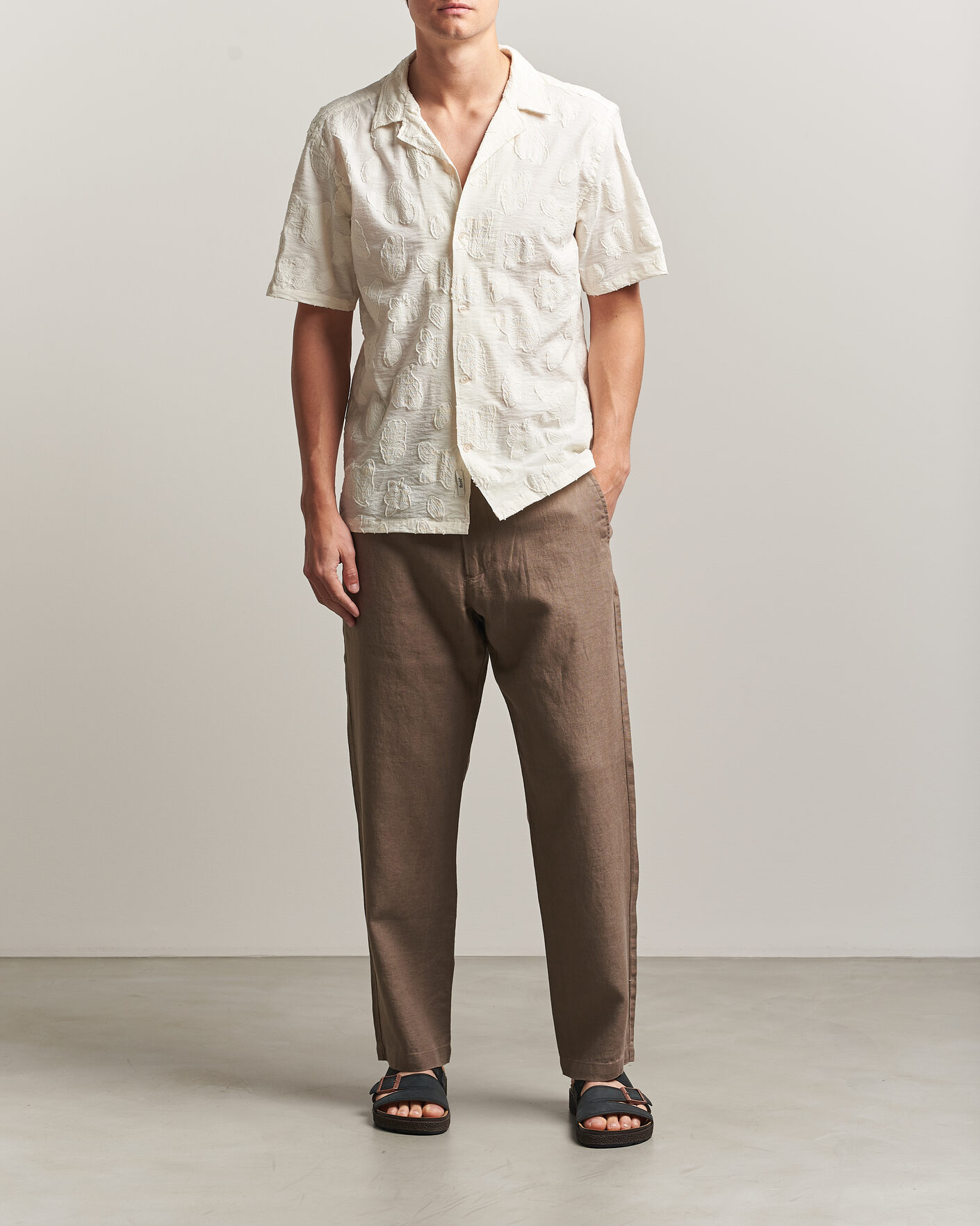Homme | Pantalons | NN07 | Aden Regular Fit Linen Trousers Clay Mirage