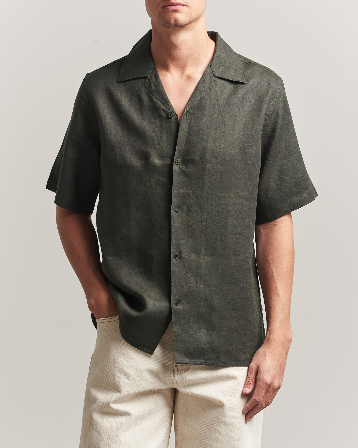 Homme | Chemises | NN07 | Julio Linen Resort Shirt Dark Army