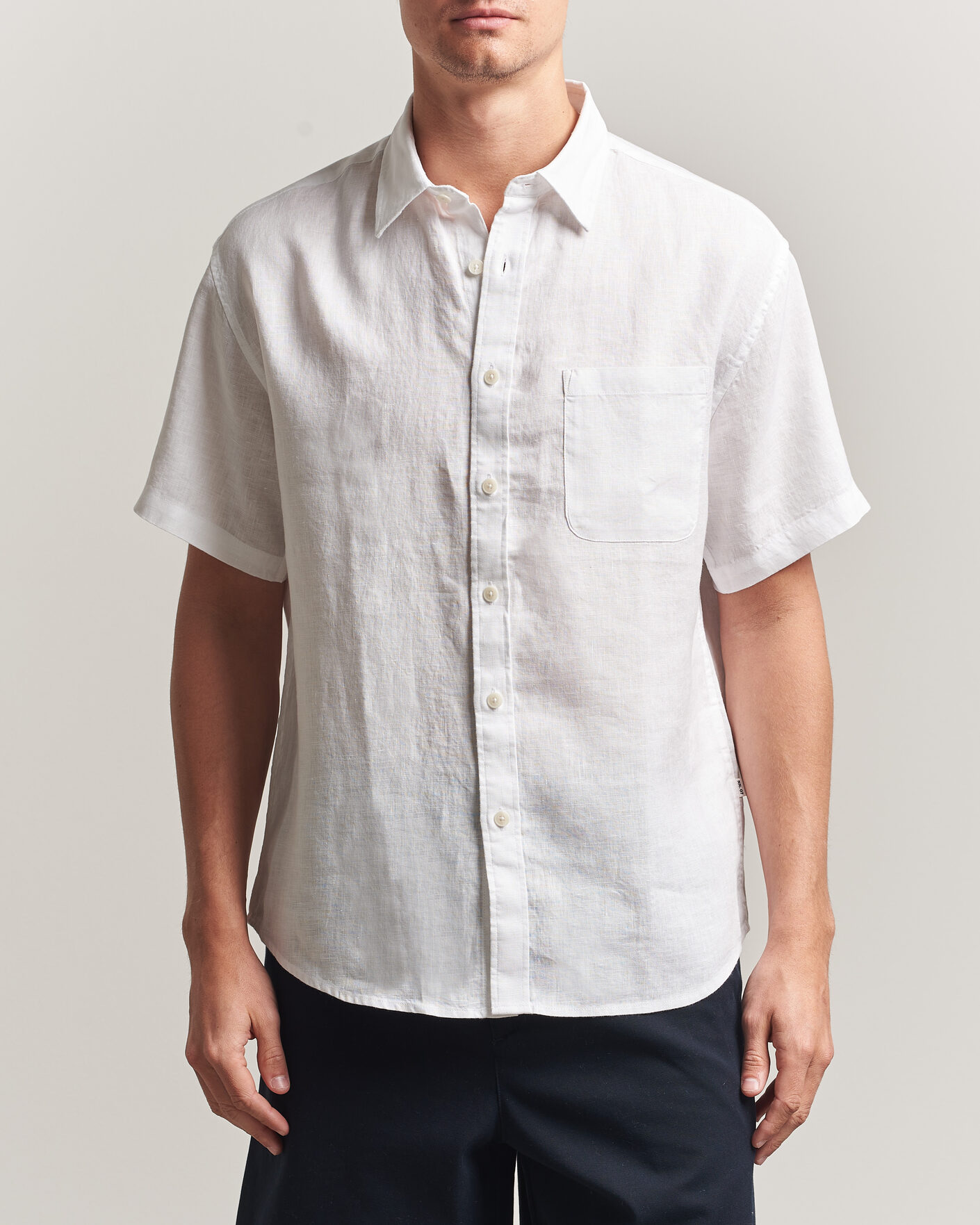 Homme | Chemises | NN07 | Deon Linen Short Sleeve Shirt White