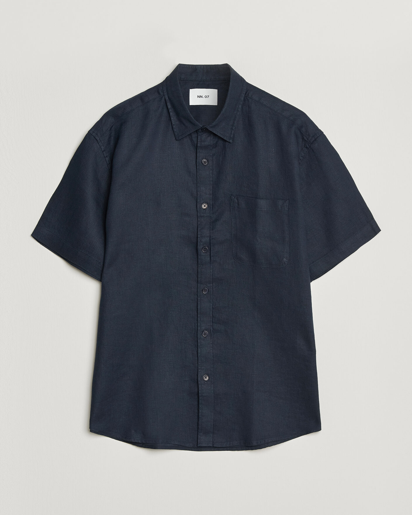 Homme | Chemises | NN07 | Deon Linen Short Sleeve Shirt Navy Blue