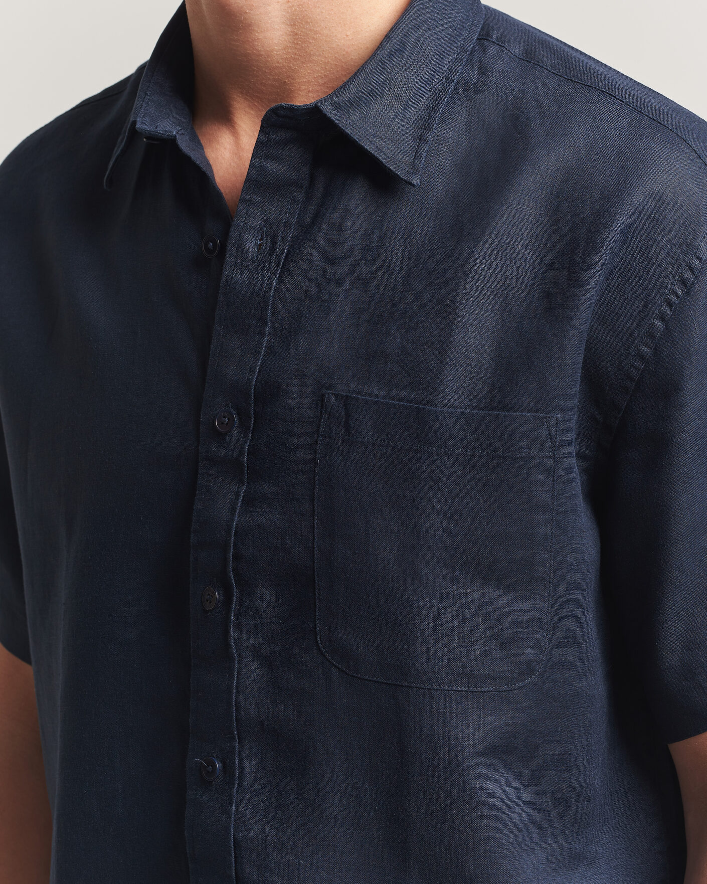Homme | Chemises | NN07 | Deon Linen Short Sleeve Shirt Navy Blue