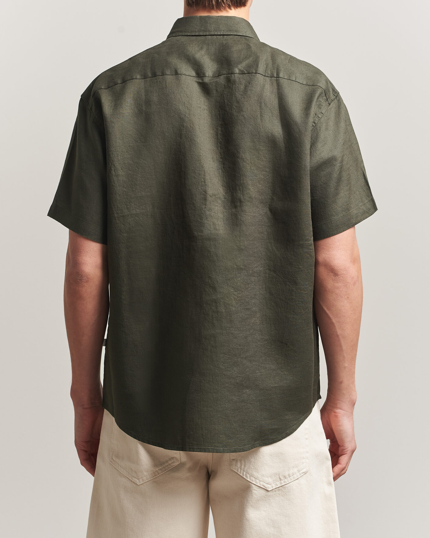 Homme | Chemises | NN07 | Deon Linen Short Sleeve Shirt Dark Army