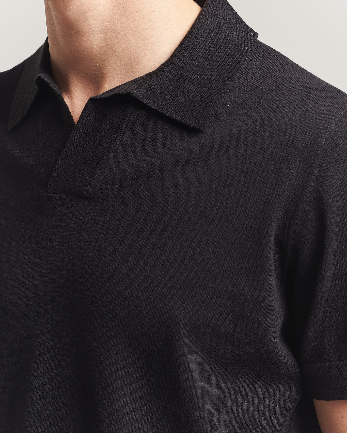 Homme | Polos | NN07 | Ryan Cotton/Linen Polo Black