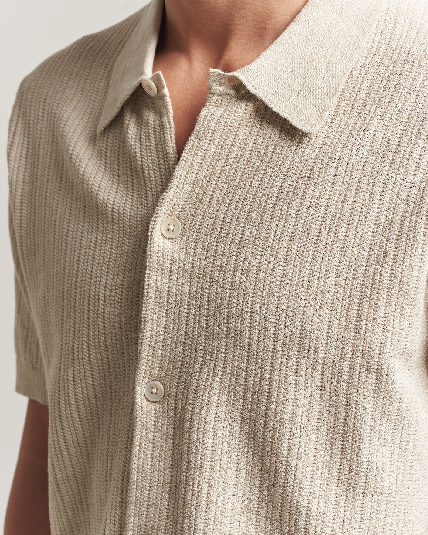 Homme | Chemises | NN07 | Nolan Knitted Short Sleeve Shirt Ivory