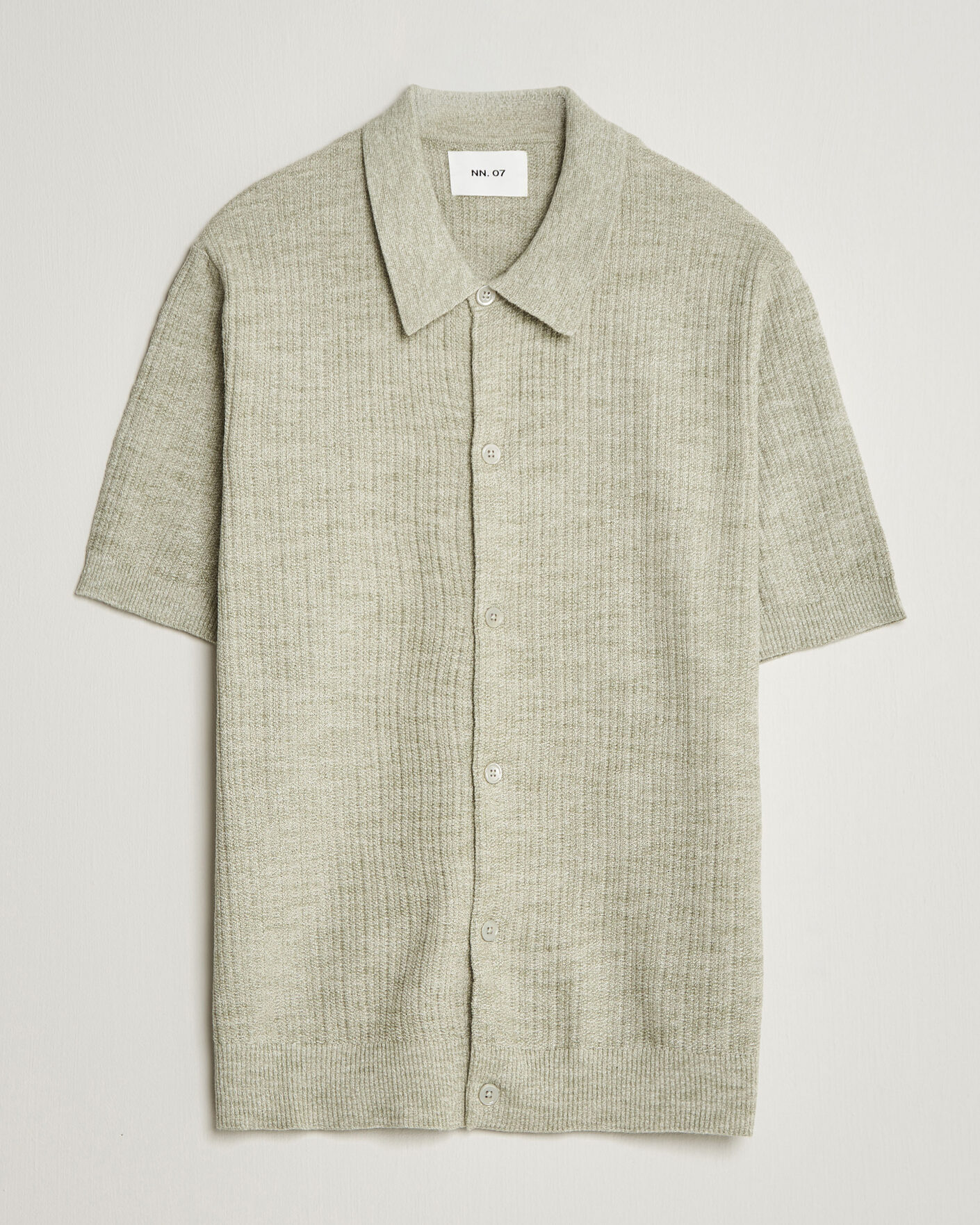 Homme | Chemises | NN07 | Nolan Knitted Short Sleeve Shirt Sage Green