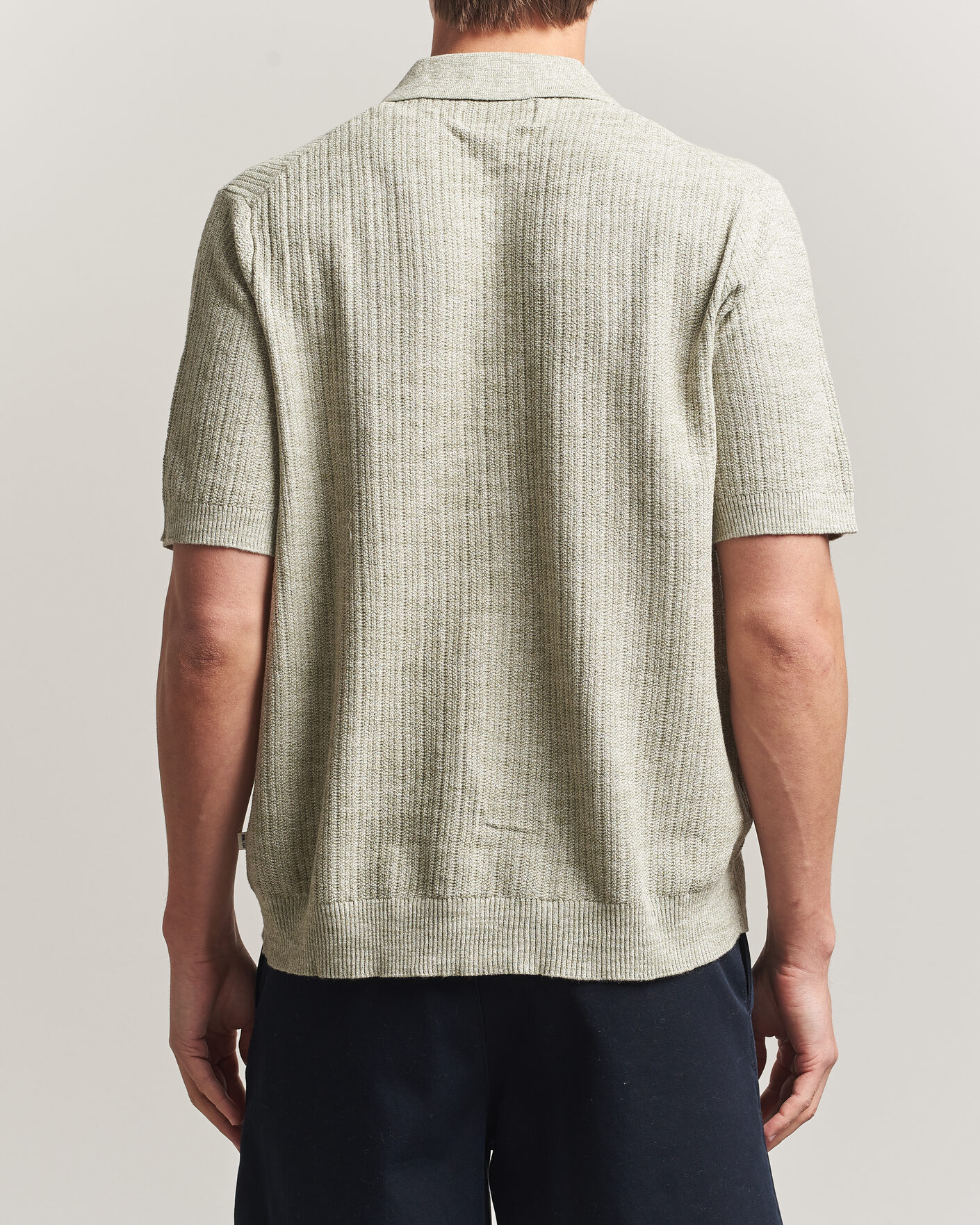 Homme | Chemises | NN07 | Nolan Knitted Short Sleeve Shirt Sage Green