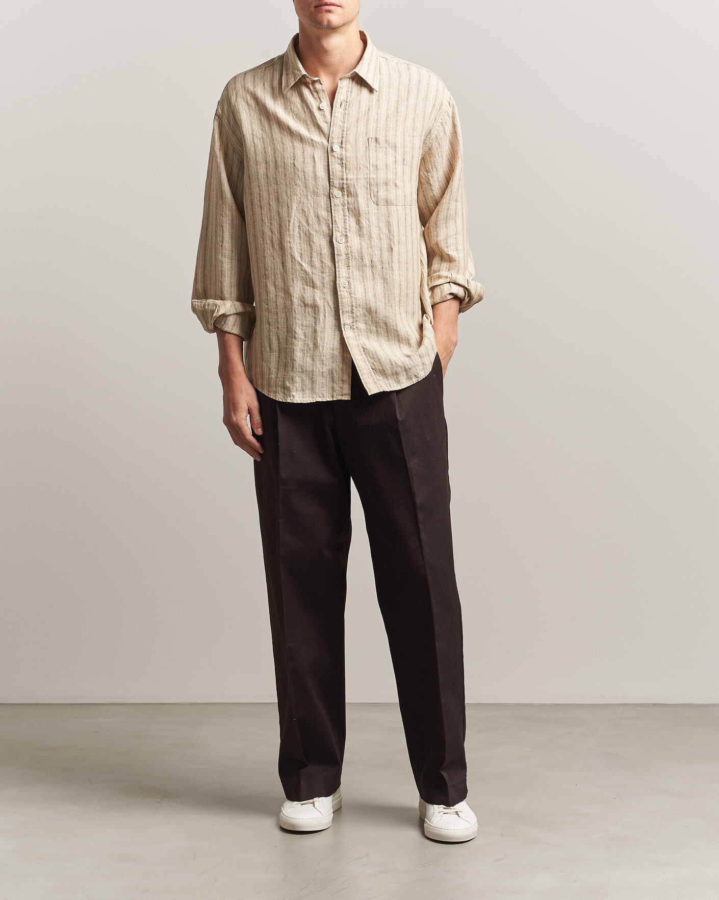 Homme | Chemises | NN07 | Deon Linen Shirt Black Stripe