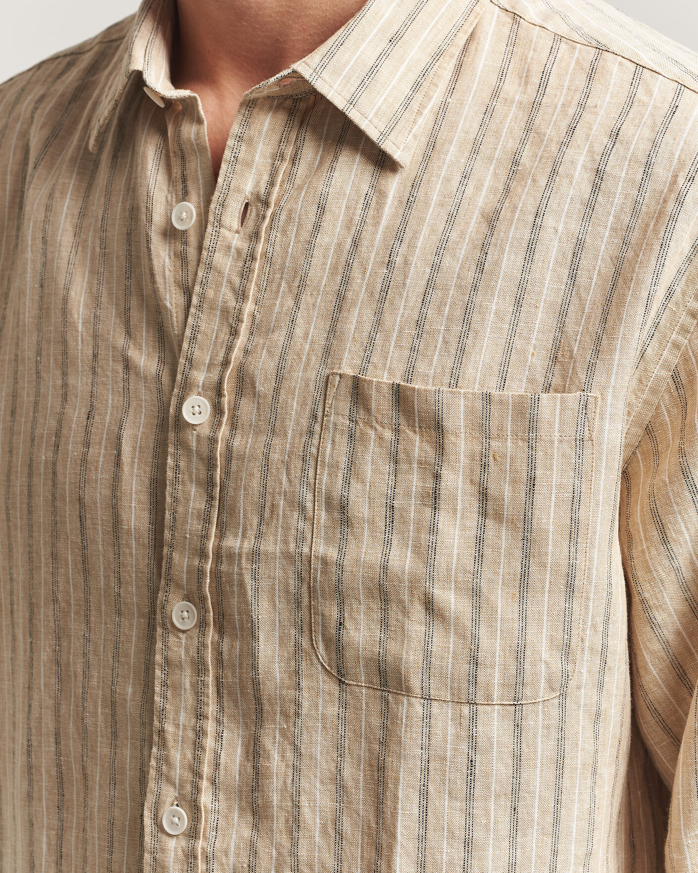 Homme | Chemises | NN07 | Deon Linen Shirt Black Stripe