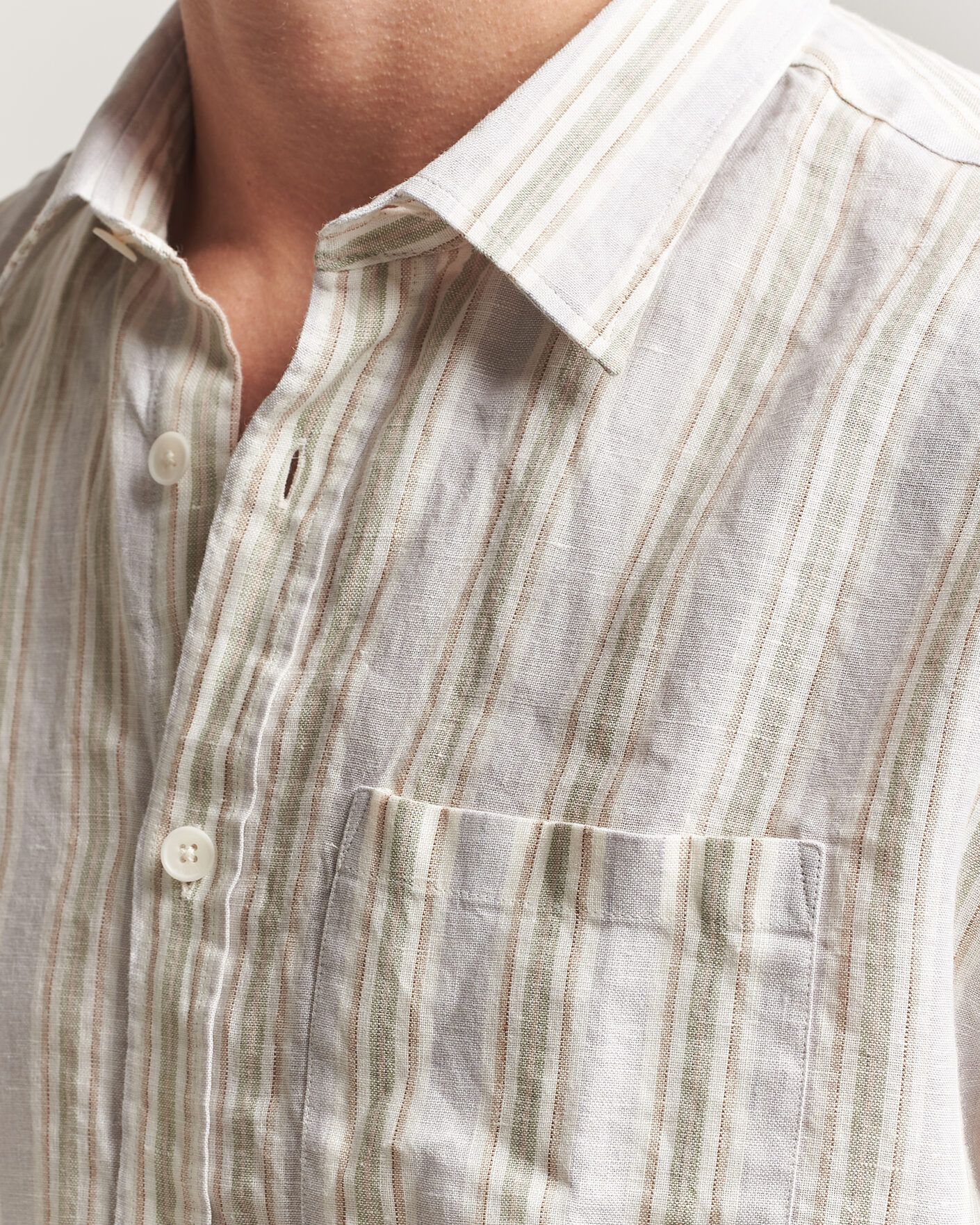 Homme | Chemises | NN07 | Deon Linen Shirt Mint Stripe