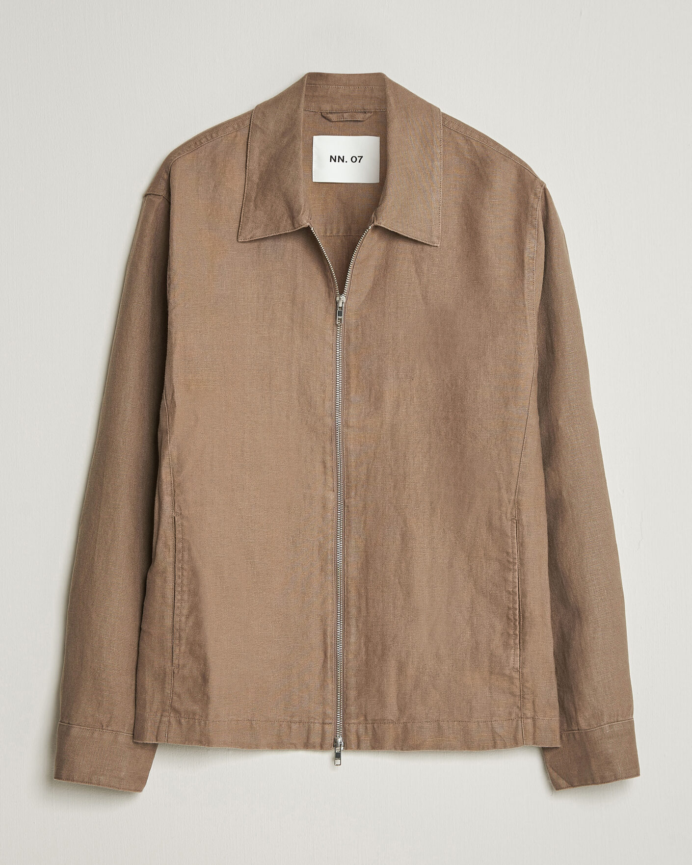 Homme | Chemises | NN07 | Alban Linen Full Zip Overshirt Clay Mirage