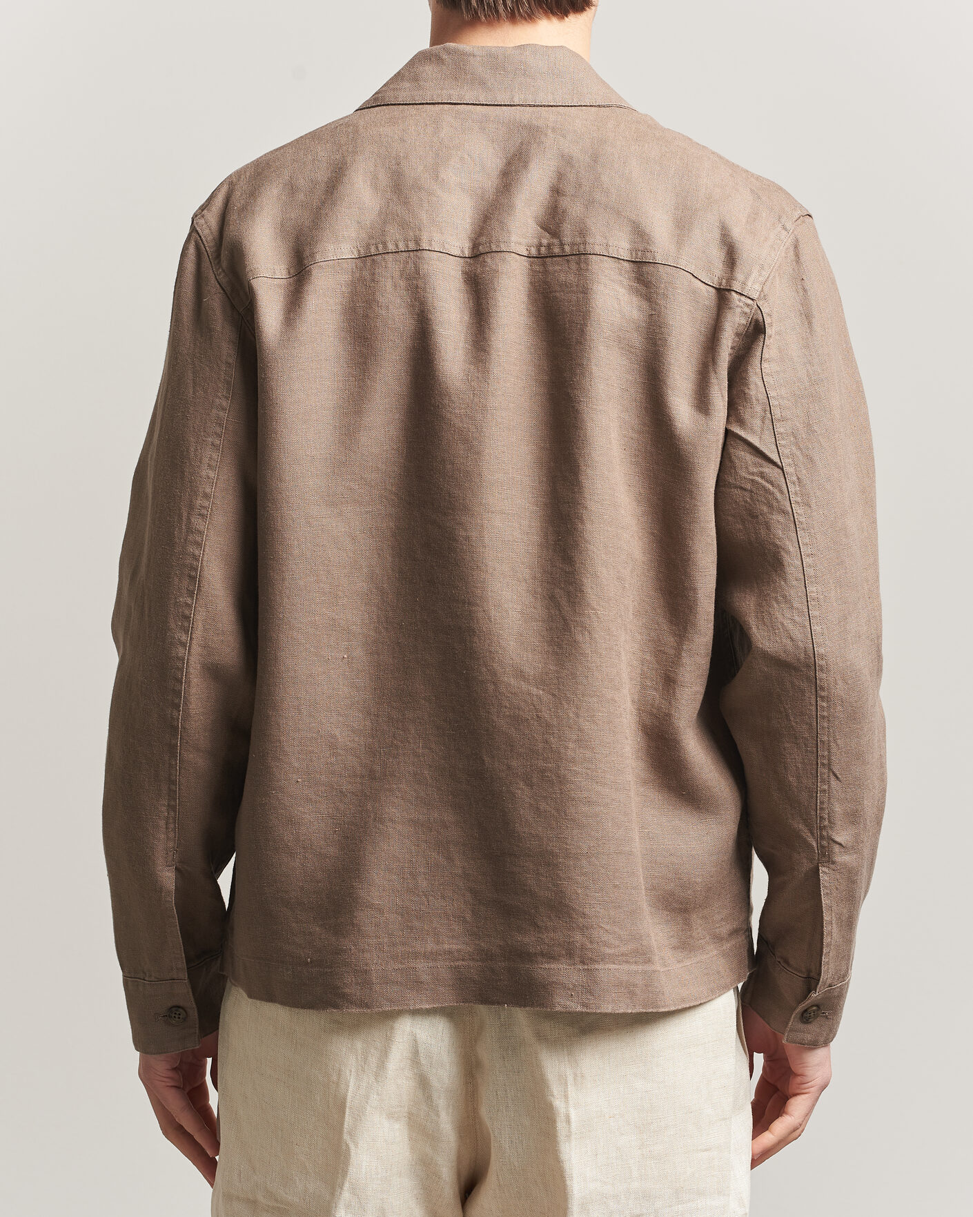 Homme | Chemises | NN07 | Alban Linen Full Zip Overshirt Clay Mirage