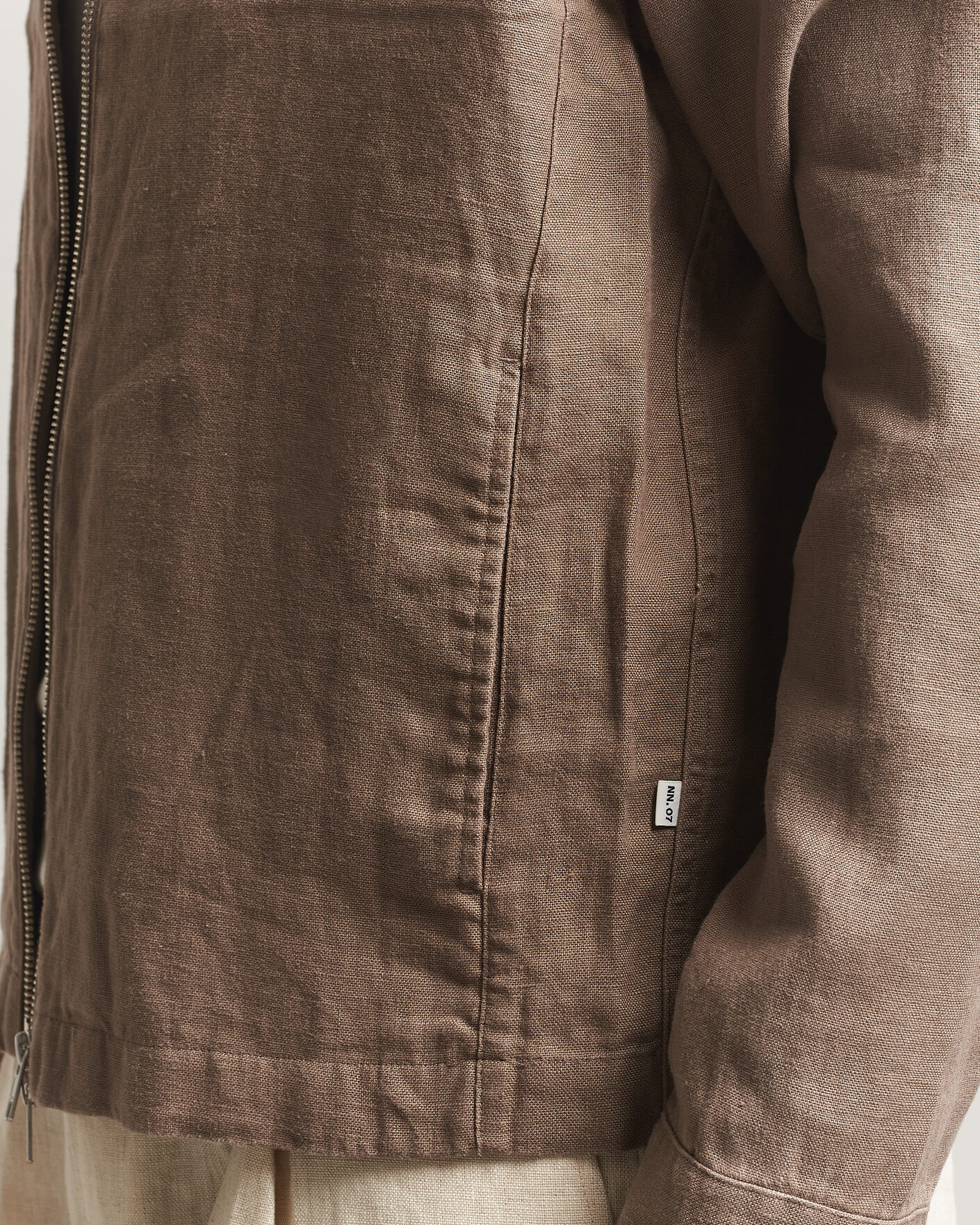 Homme | Chemises | NN07 | Alban Linen Full Zip Overshirt Clay Mirage