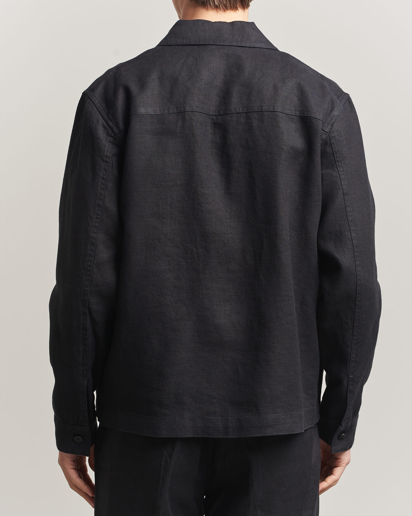 Homme | Chemises | NN07 | Alban Linen Full Zip Overshirt Black