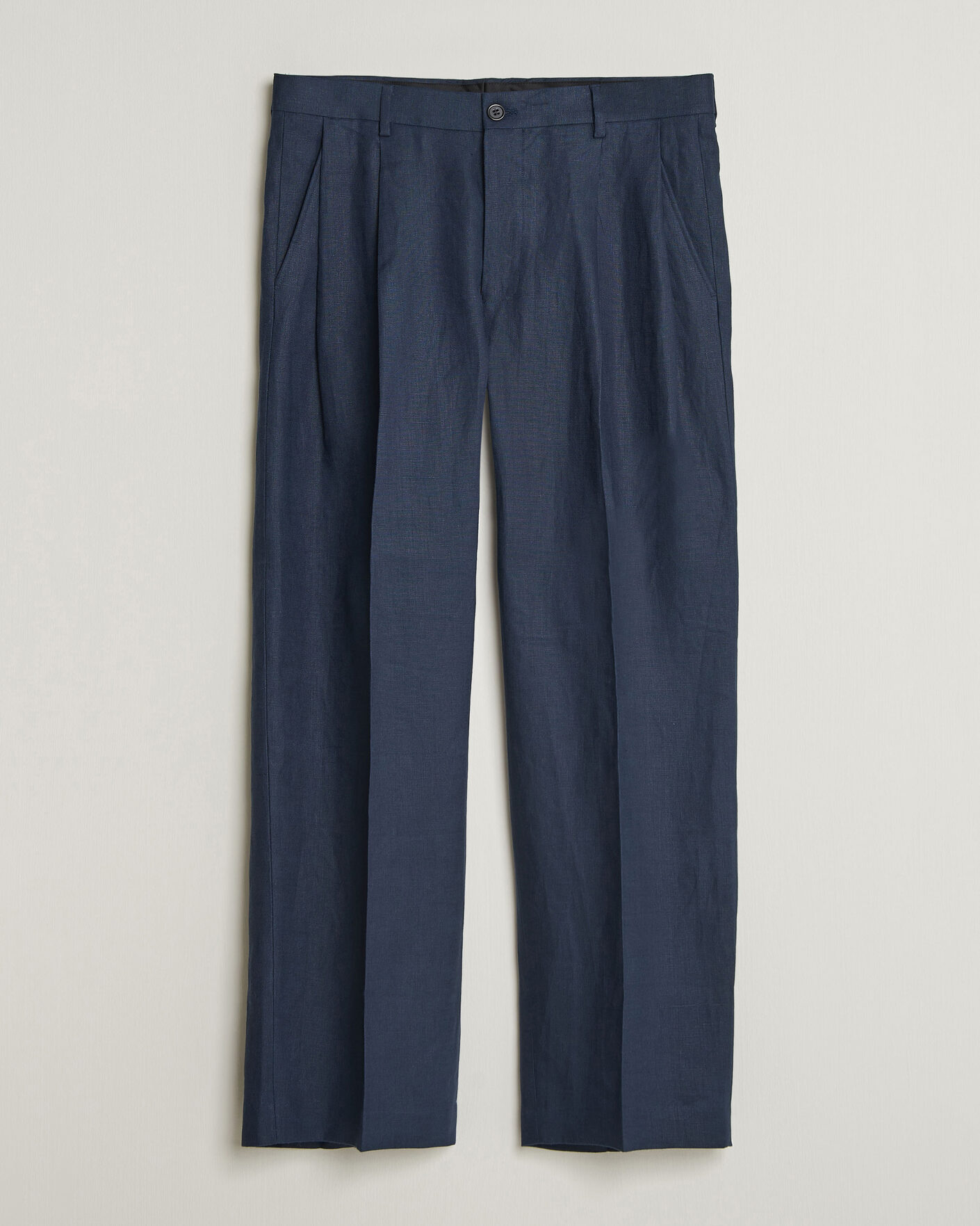 Homme | Pantalons | NN07 | Justin Linen Double Pleated Trousers Navy Blue