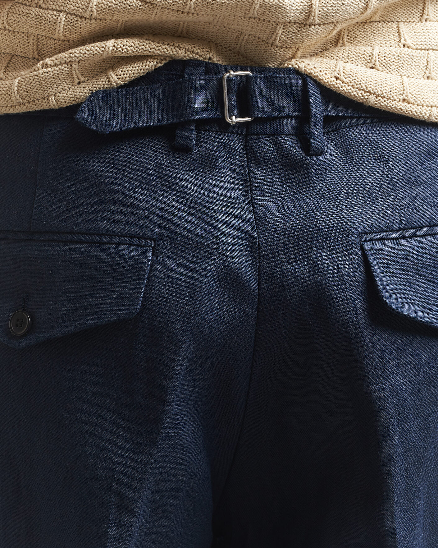 Homme | Pantalons | NN07 | Justin Linen Double Pleated Trousers Navy Blue