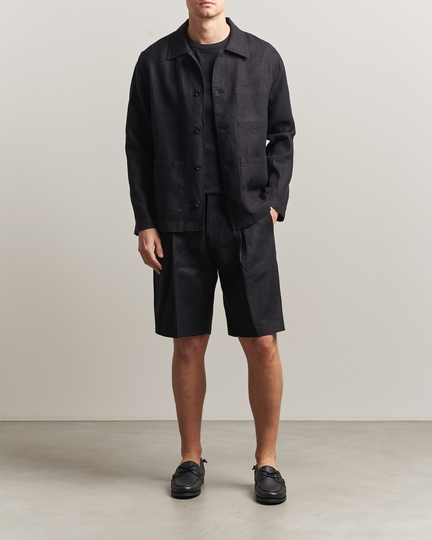 Homme | Chemises | NN07 | Morgan Linen Overshirt Black