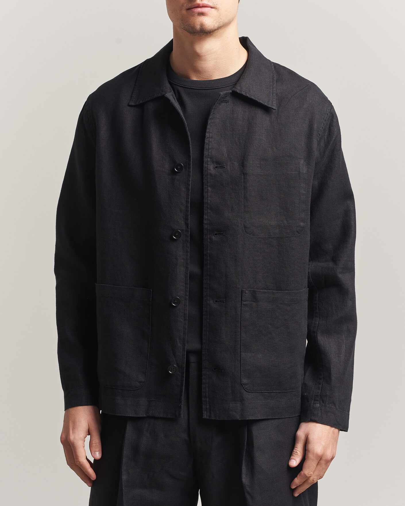 Homme | Chemises | NN07 | Morgan Linen Overshirt Black